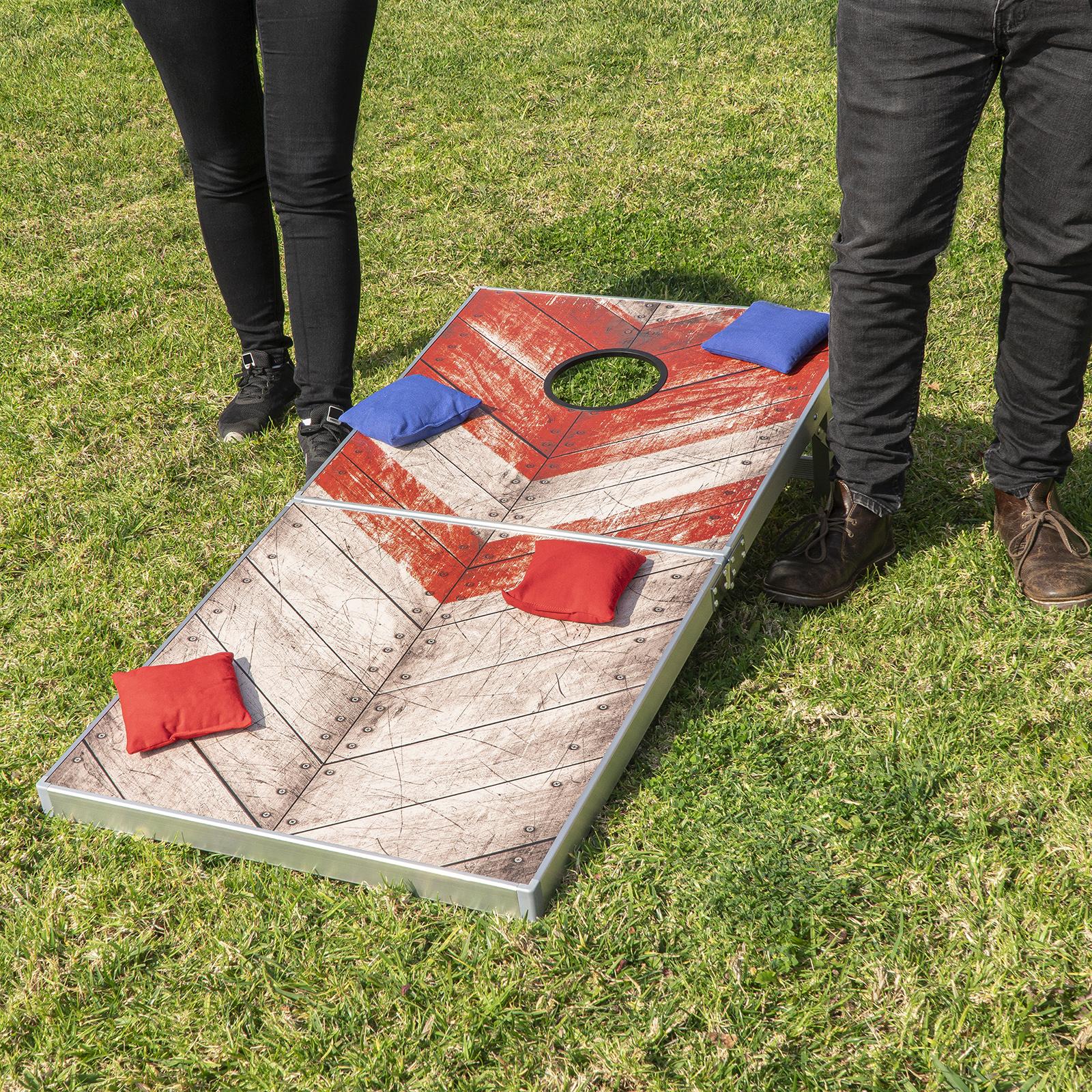 11-Piece Rustic Red & Blue Regulation Size Cornhole Game Set