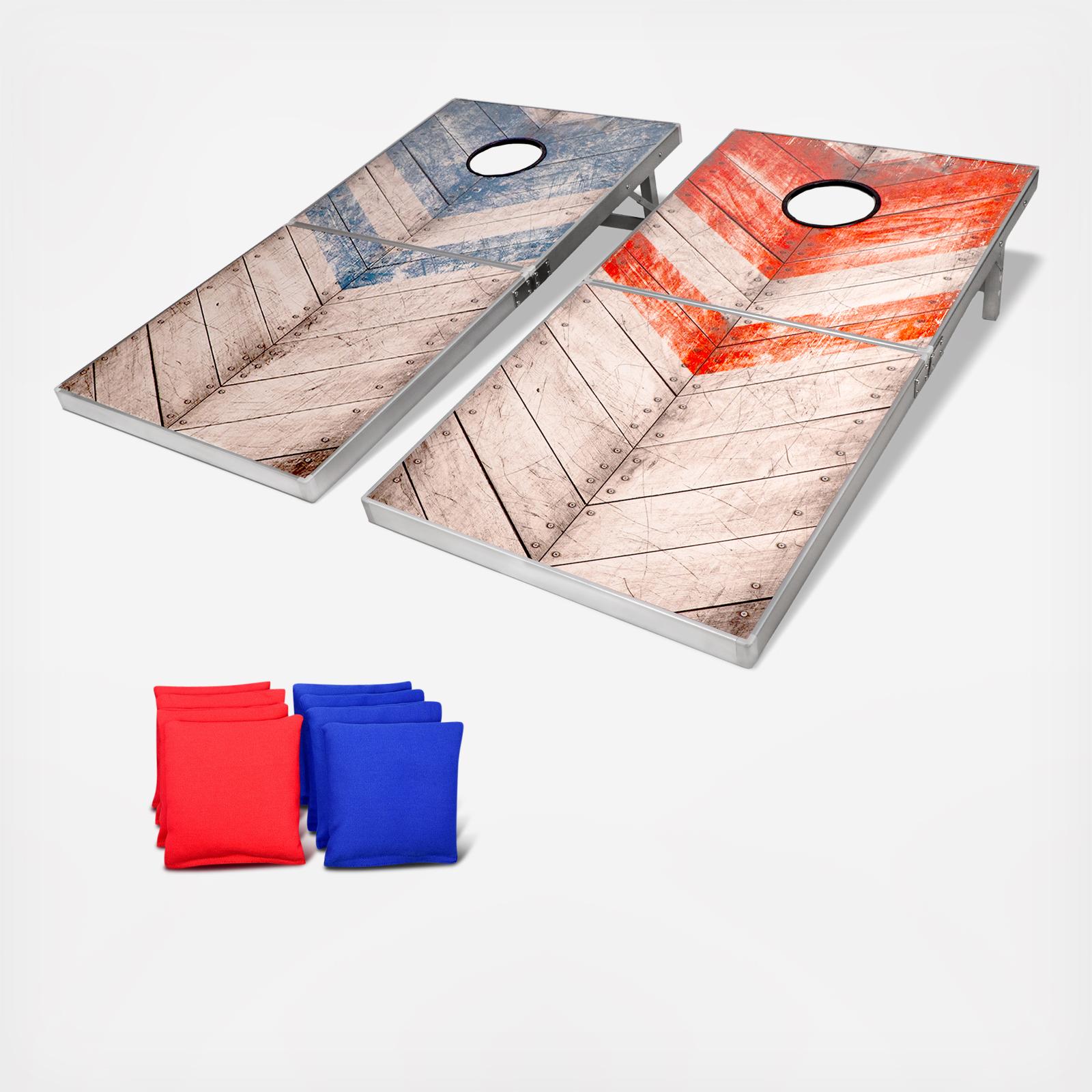 11-Piece Rustic Red & Blue Regulation Size Cornhole Game Set
