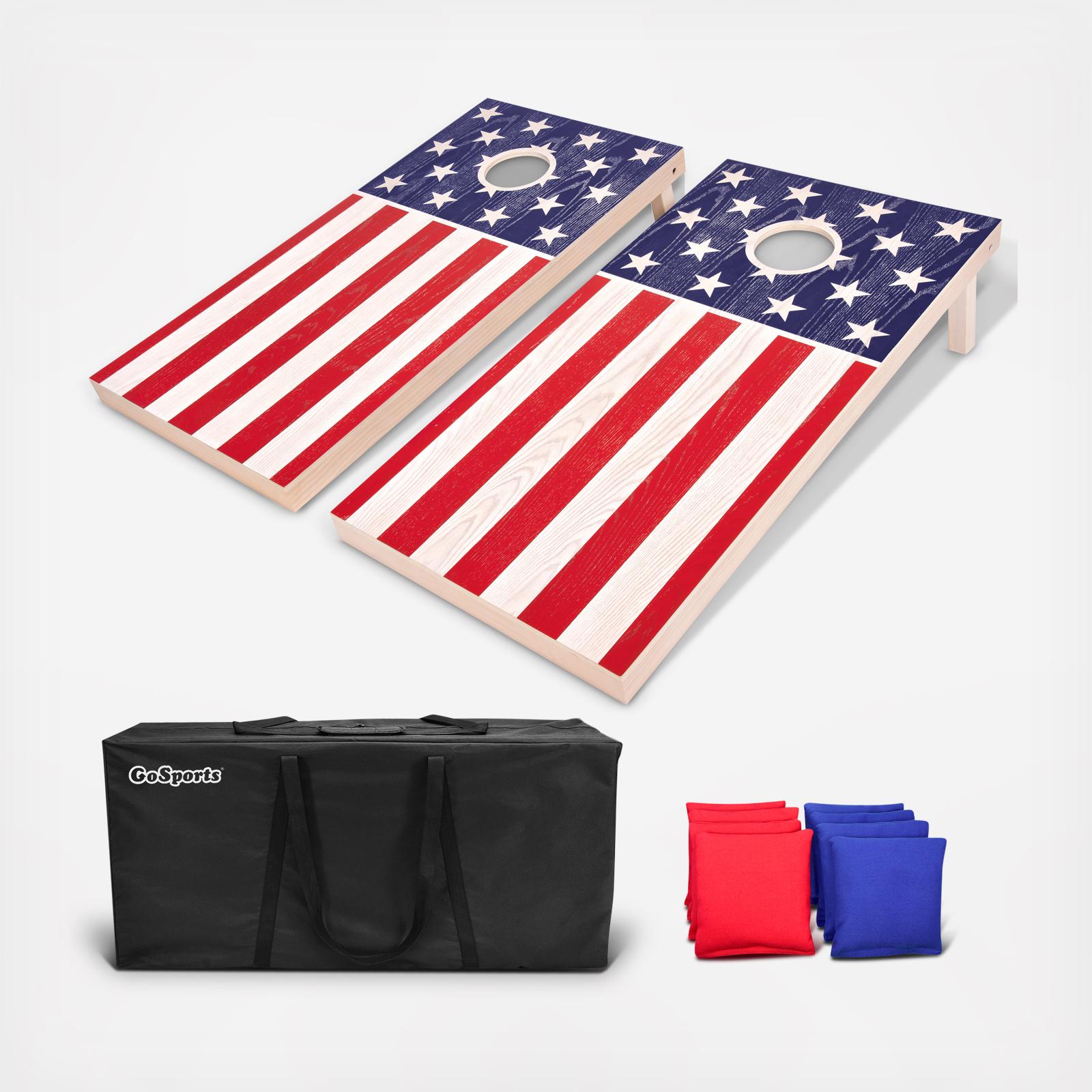 11-Piece American Flag Regulation Size Cornhole Game Set