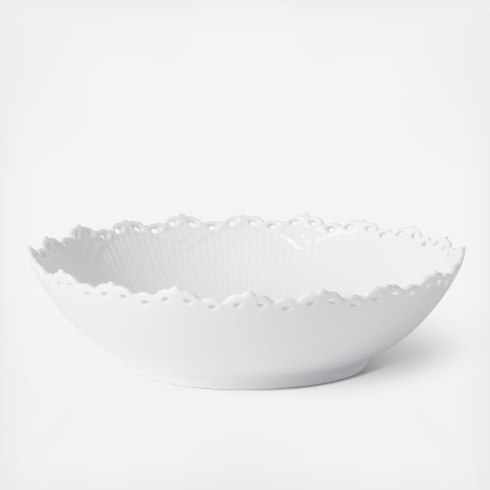 White Fluted Full Lace Serving Bowl