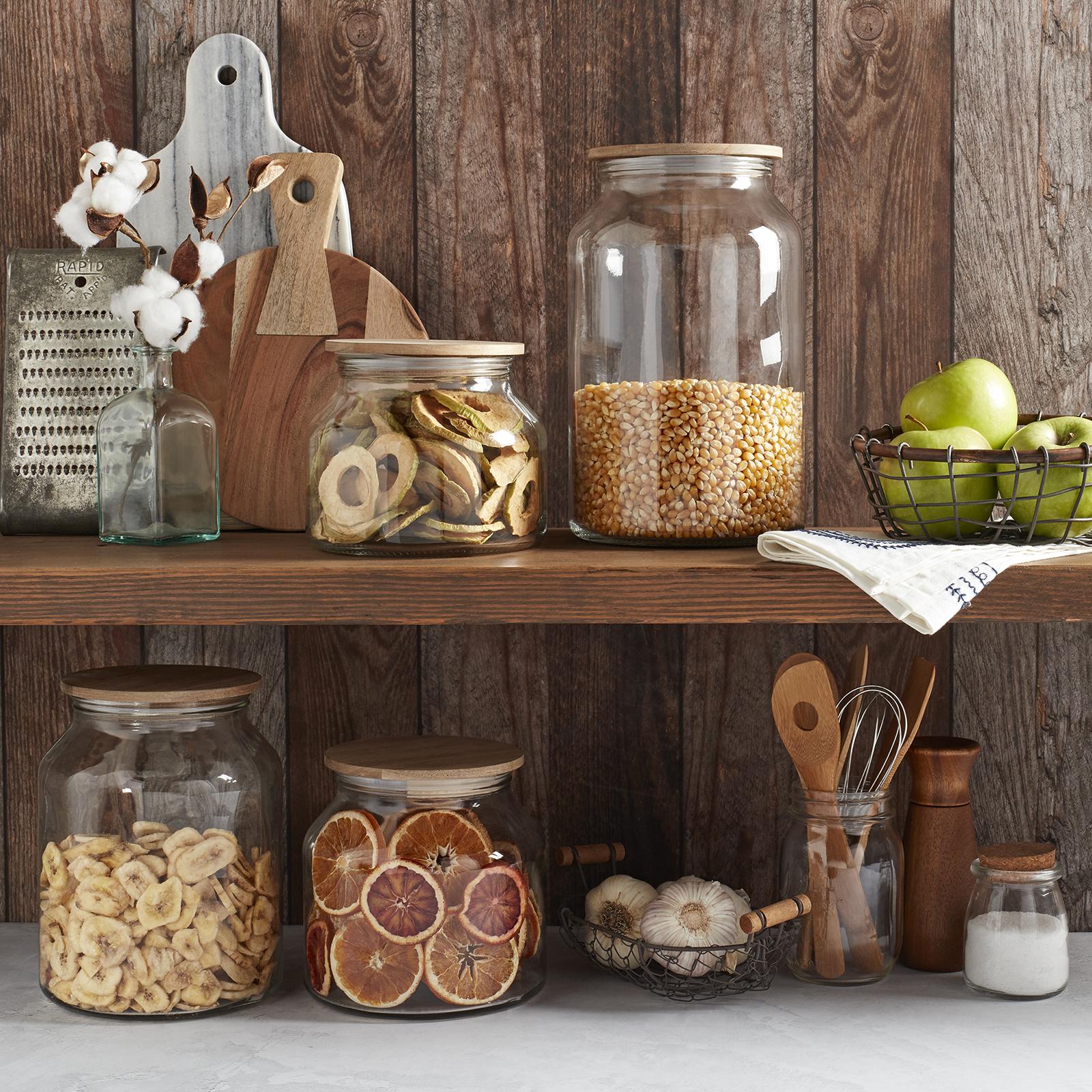 4-Piece European Canister with Bamboo Lid Set