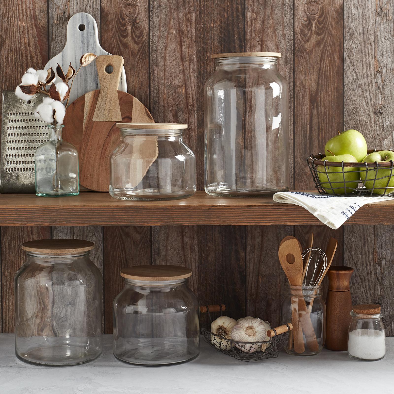 4-Piece European Canister with Bamboo Lid Set