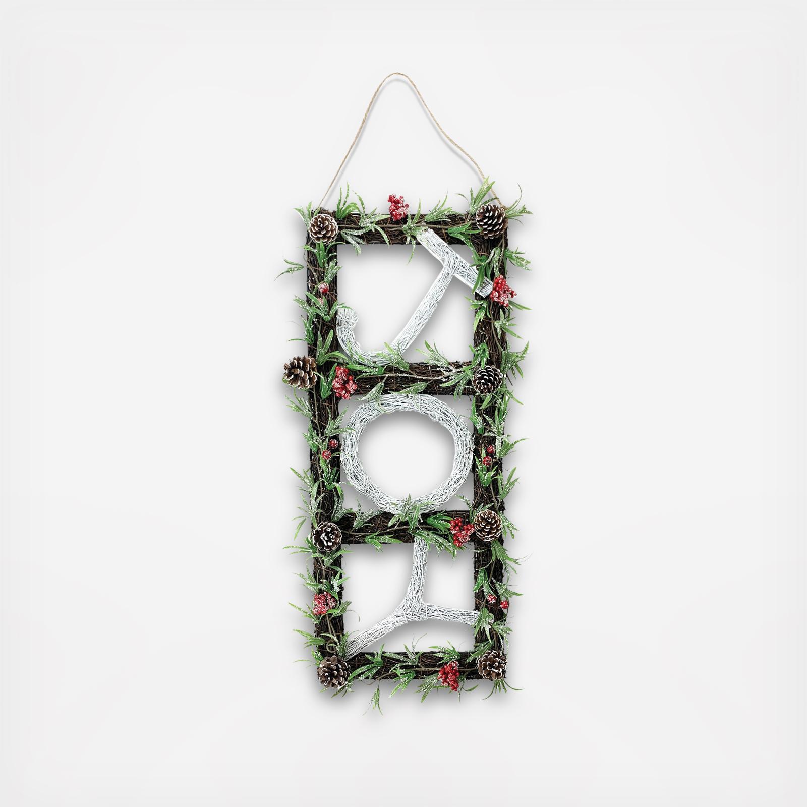 Christmas Joy Door Hanging with Berries and Pinecones