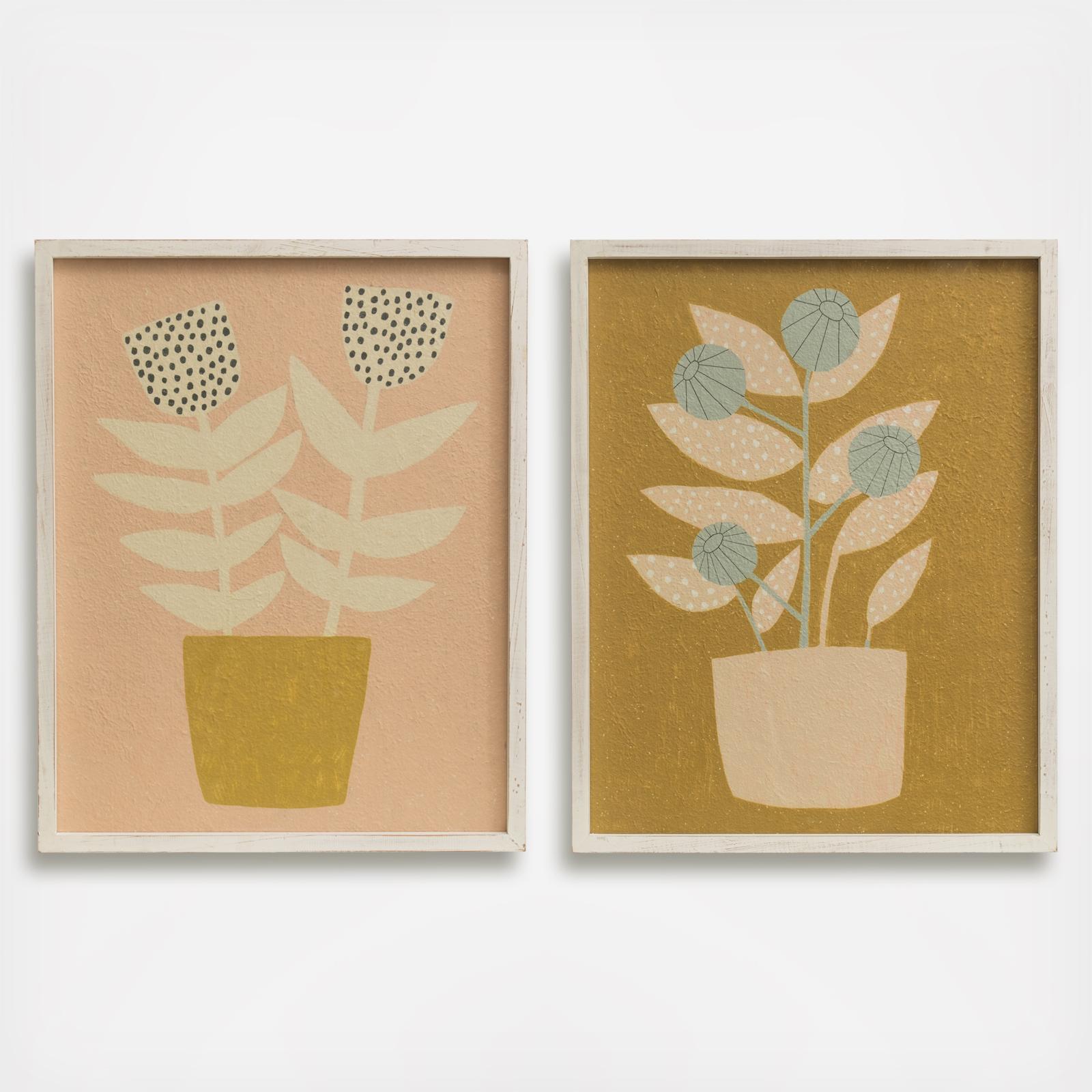 2-Piece Framed Floral Wall Decor