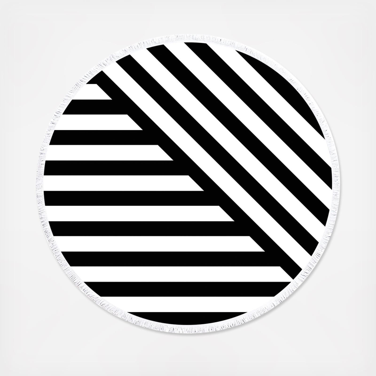 Black Stripes Round Towel