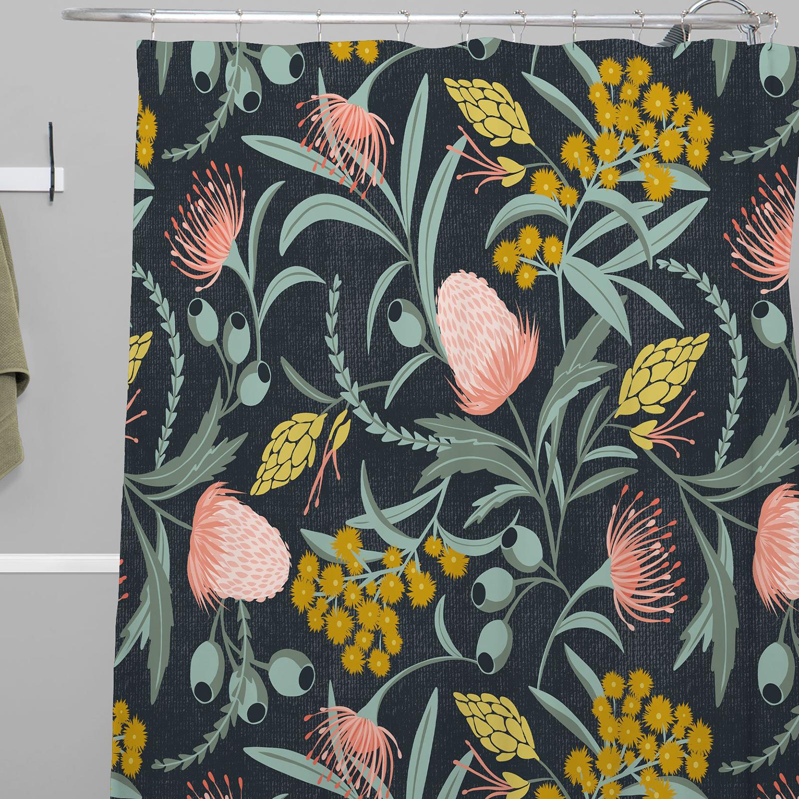 Flora Australis Midnight Shower Curtain
