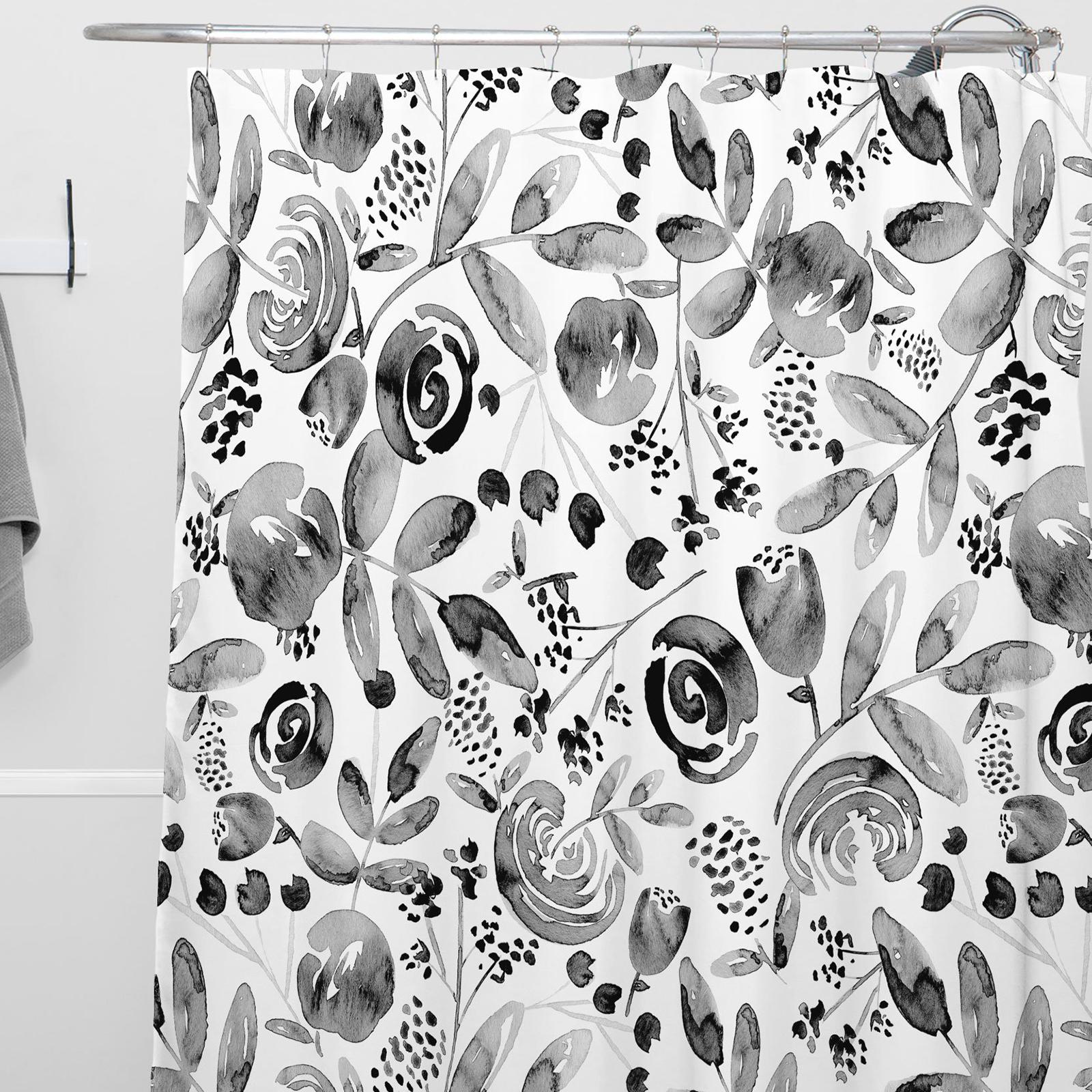Bountiful Bouquet Black Shower Curtain
