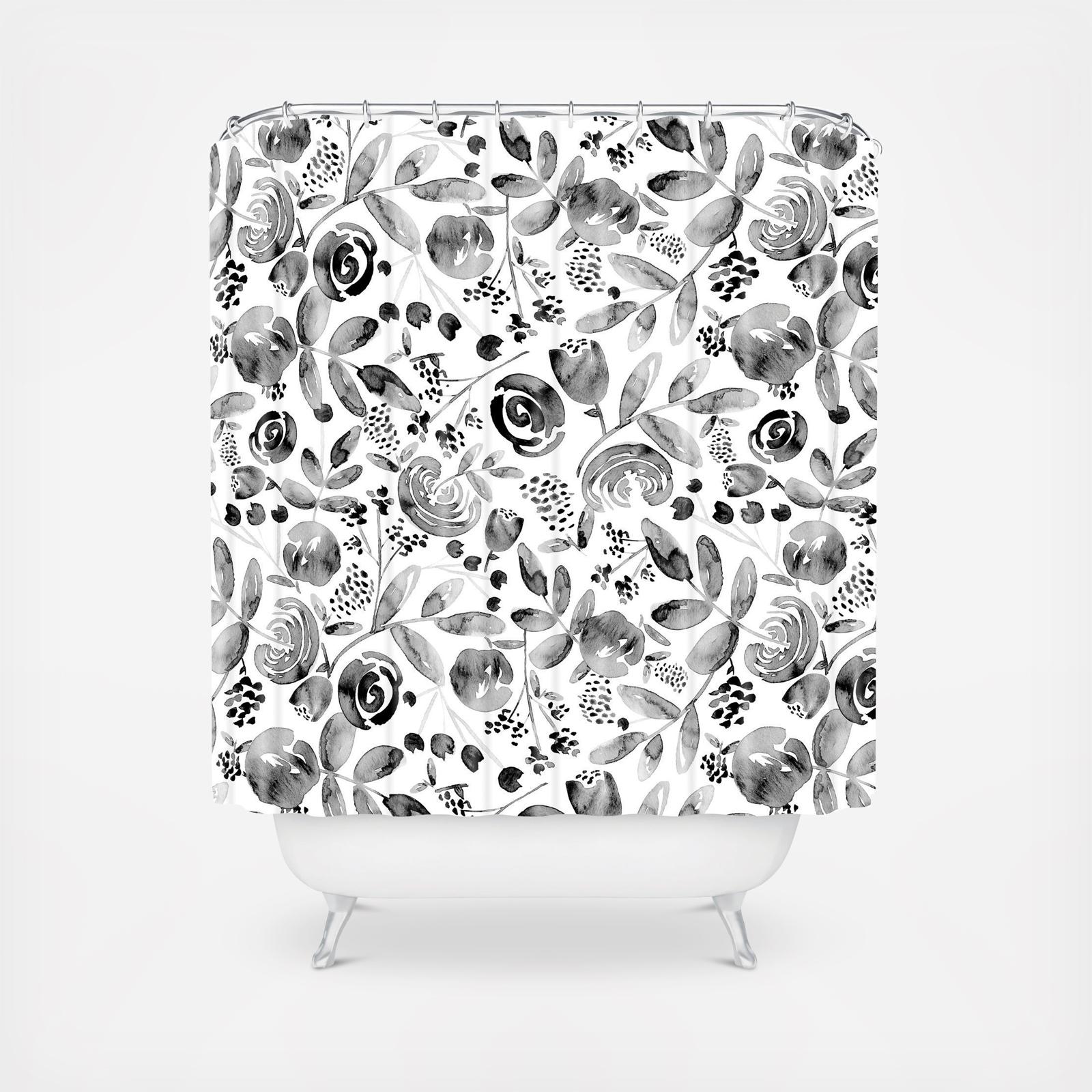 Bountiful Bouquet Black Shower Curtain