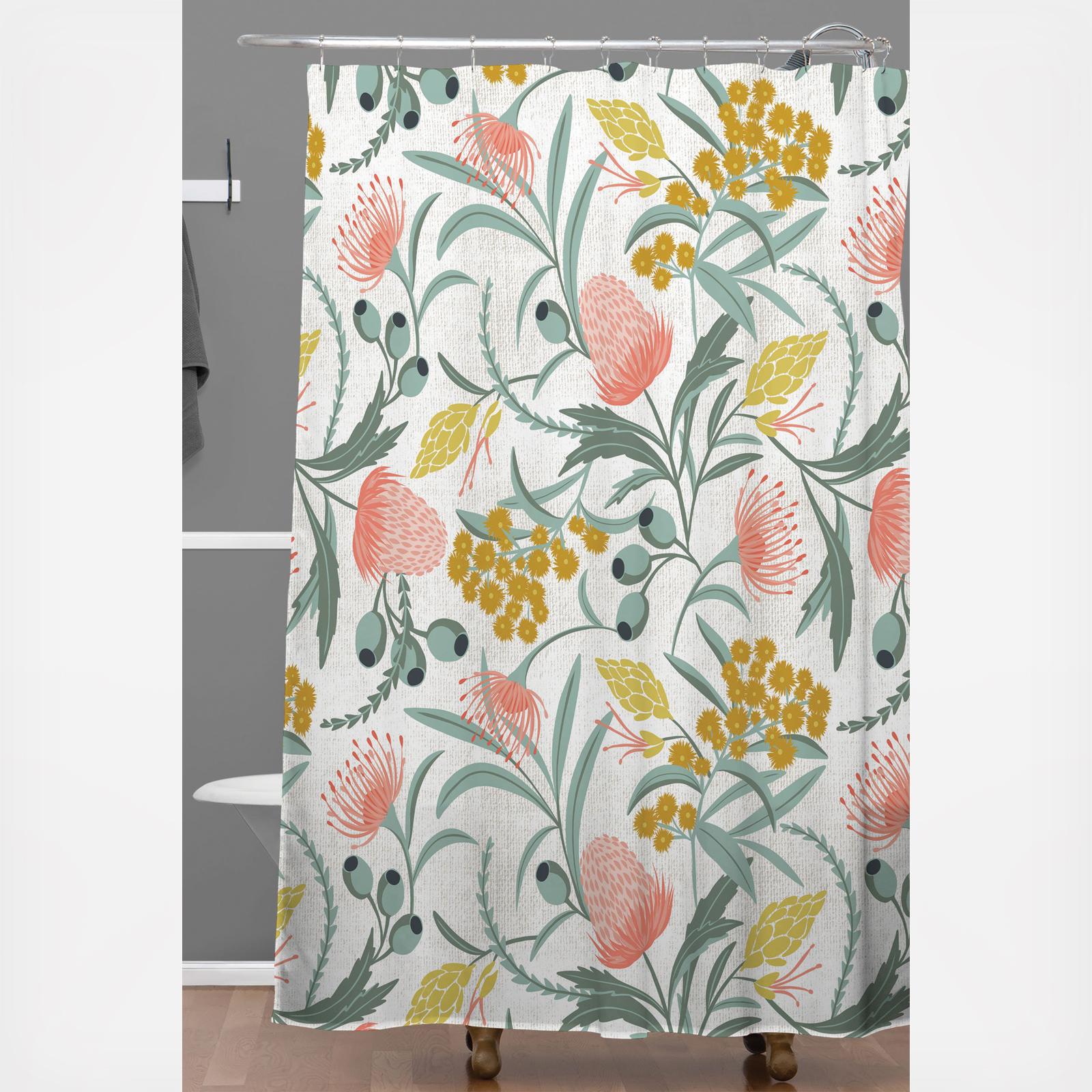 Flora Australis White Shower Curtain