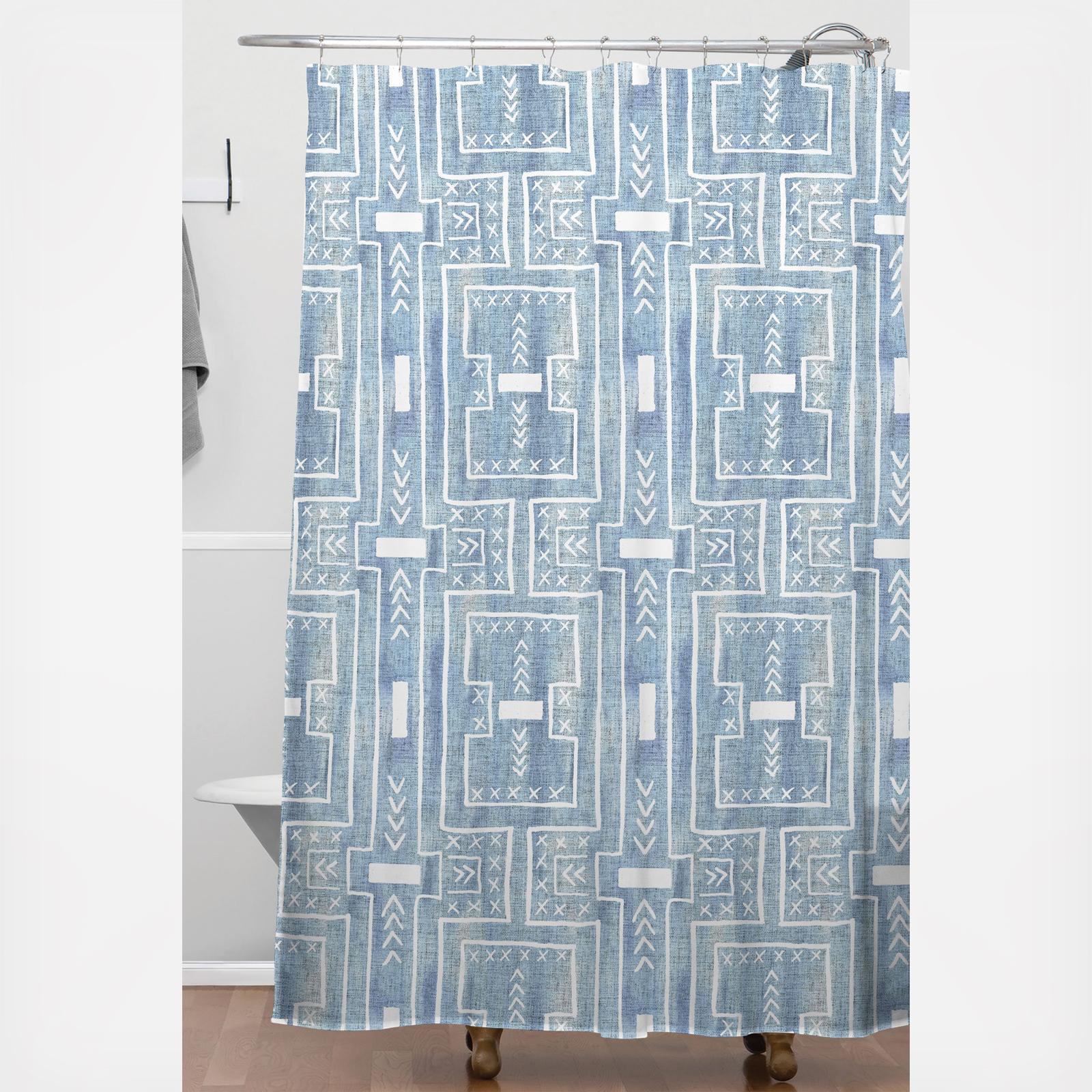 Modern Mud Cloth 7 Light Denim Shower Curtain