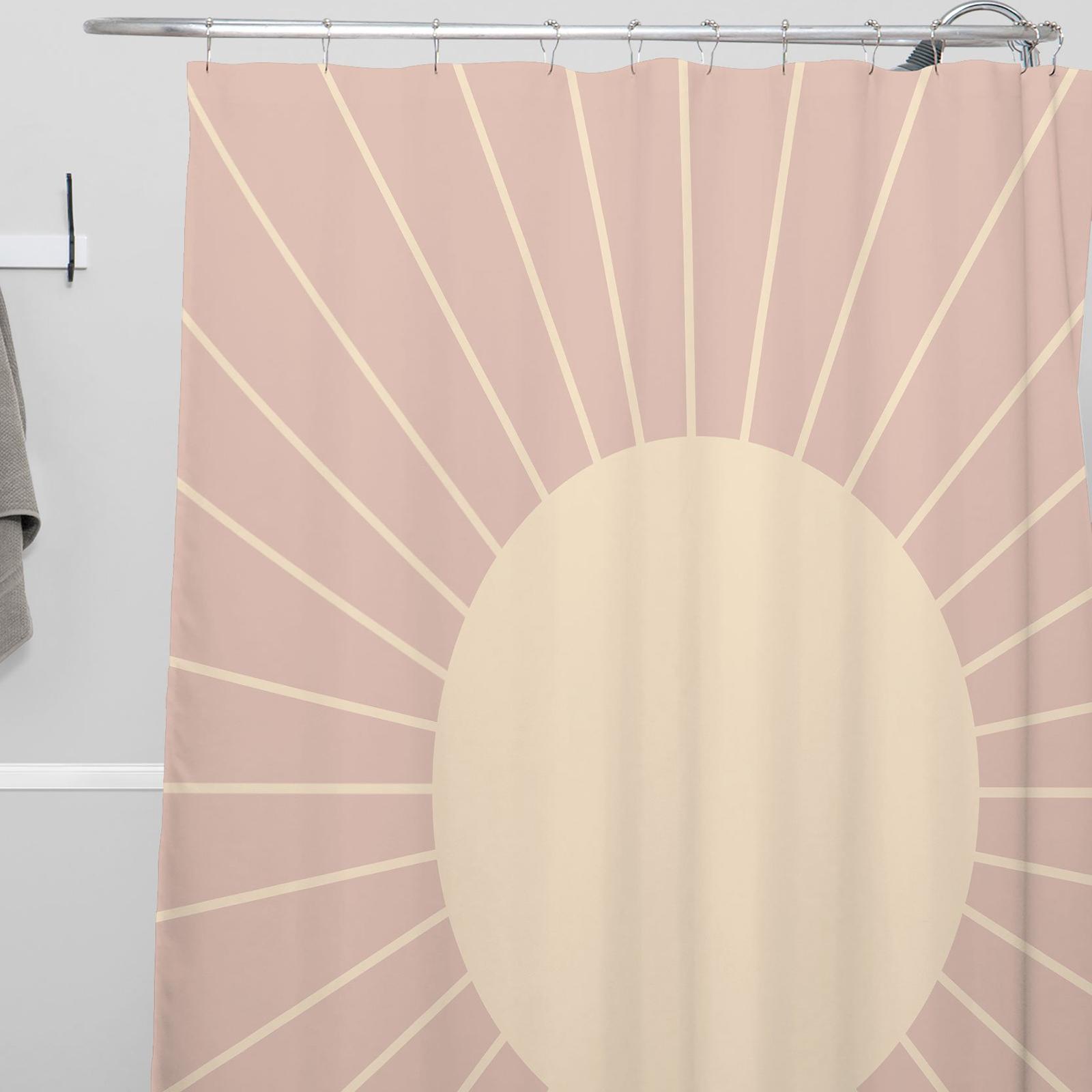 Minimal Sunrays Pink Shower Curtain