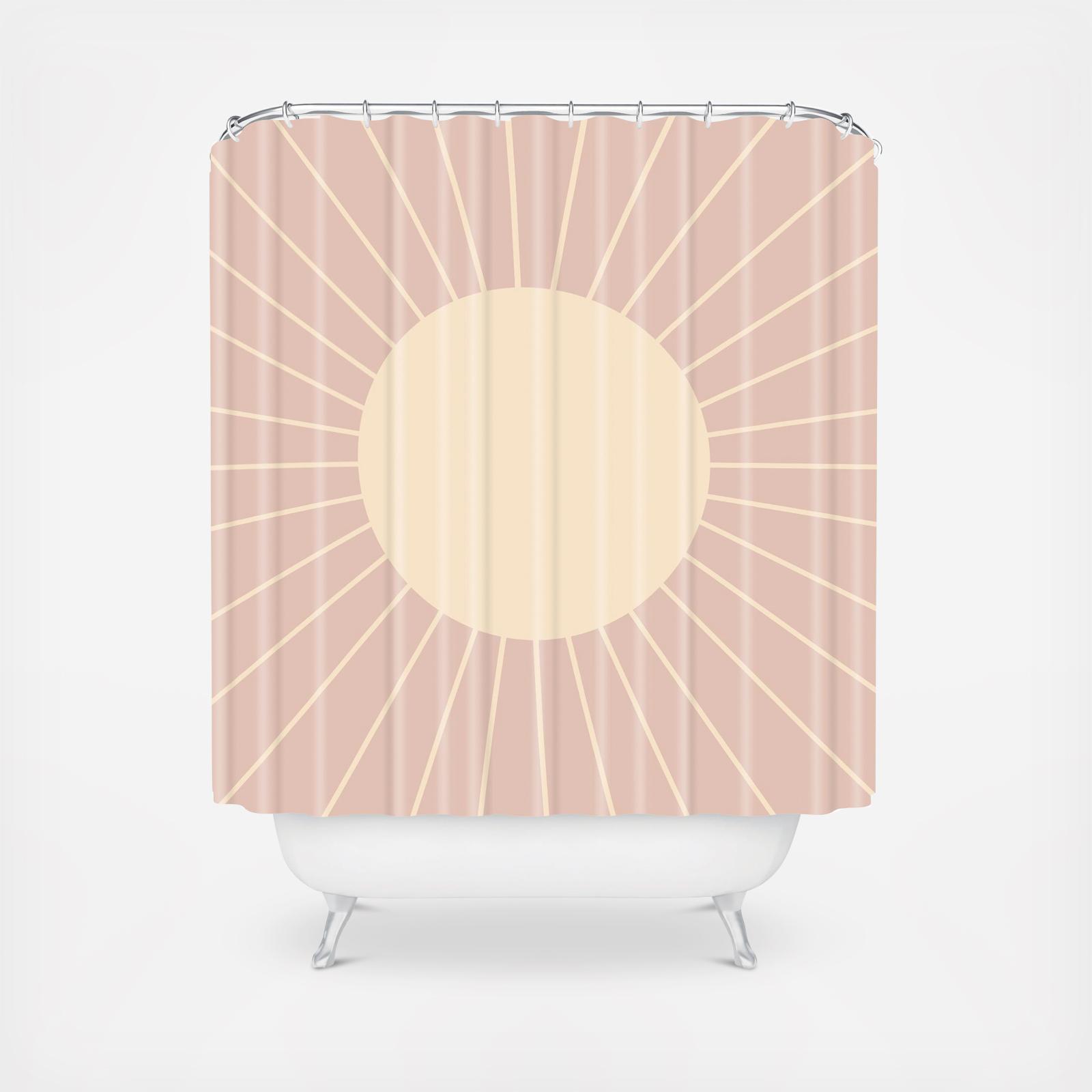 Minimal Sunrays Pink Shower Curtain