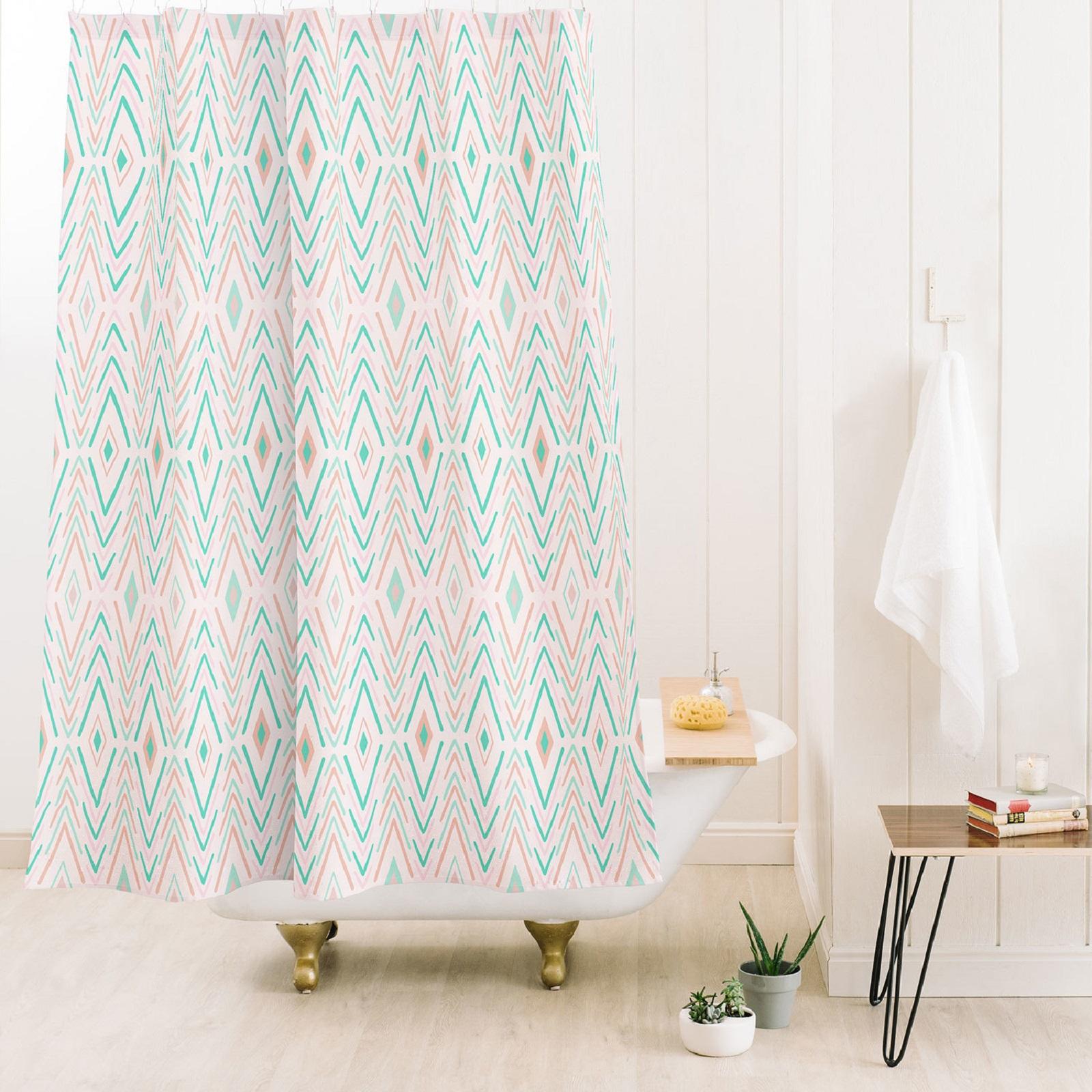 Bohemian Diamonds Mint Shower Curtain