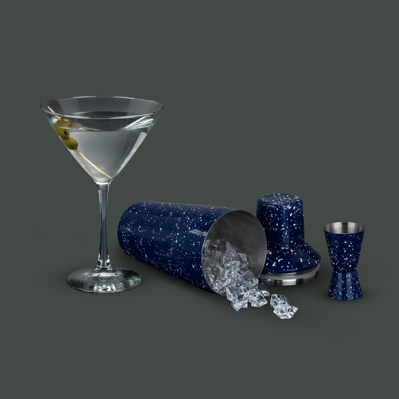 Enamel 2-Piece Cocktail Shaker & Jigger Set