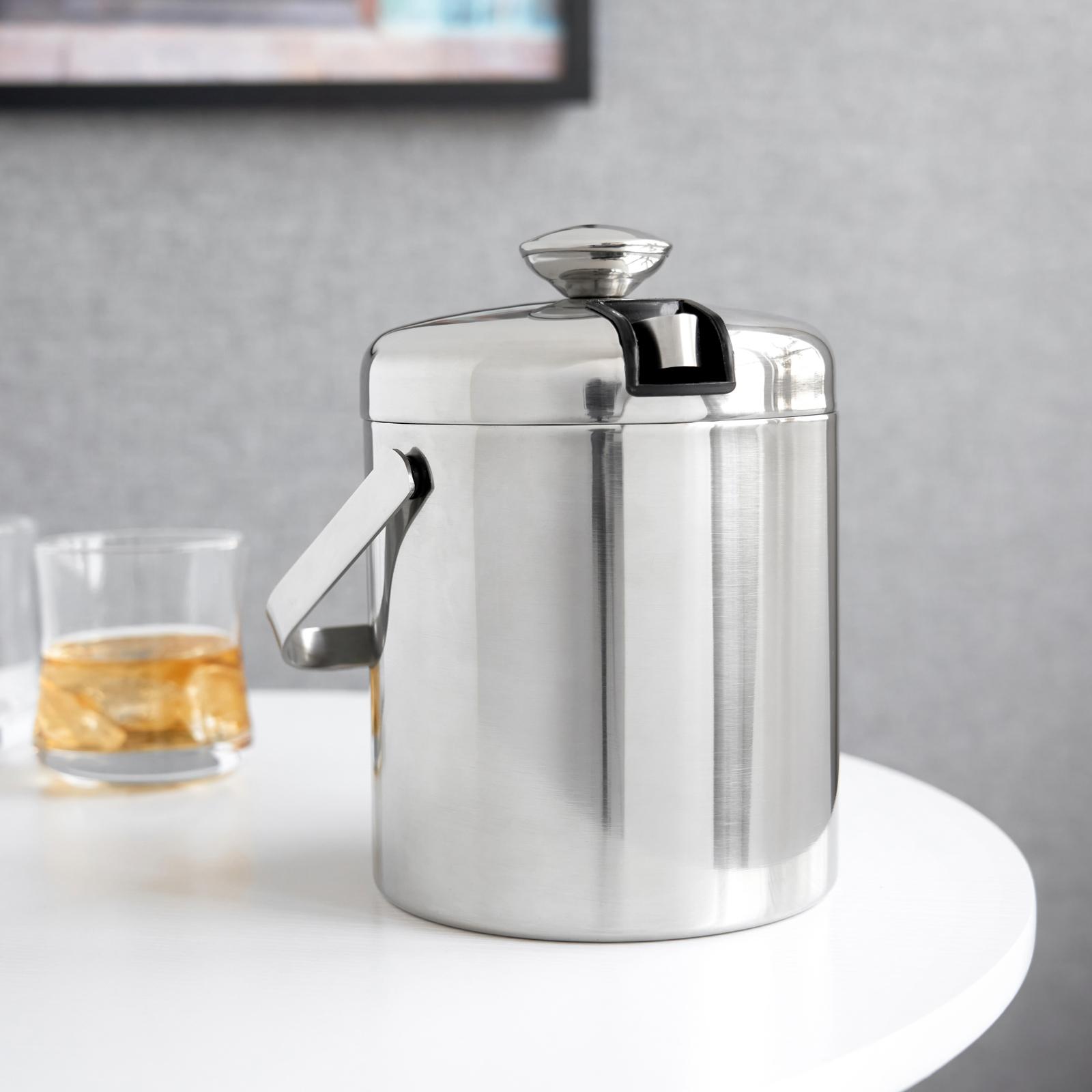 Stainless Steel 2-Piece Ice Bucket & Tongs Set
