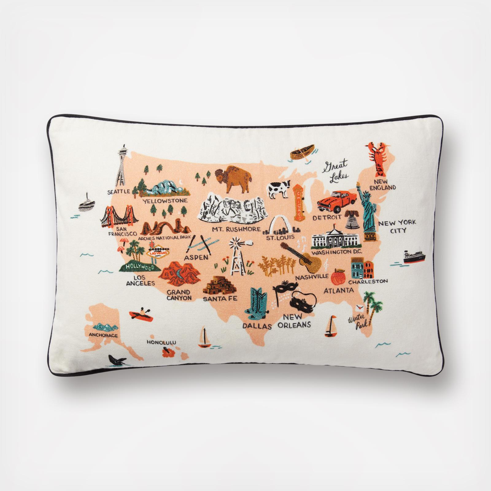 All Across the US Throw Pillow