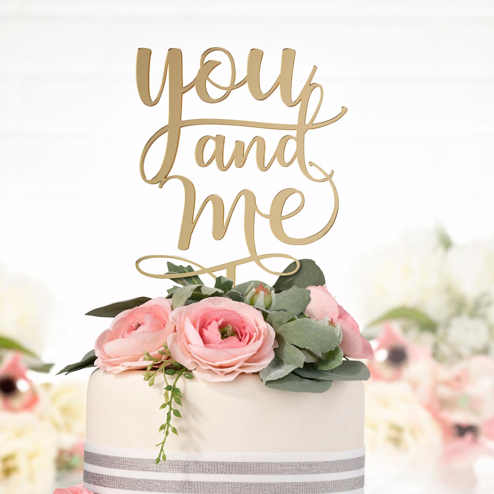 "You and Me" Metallic Gold Cake Pick