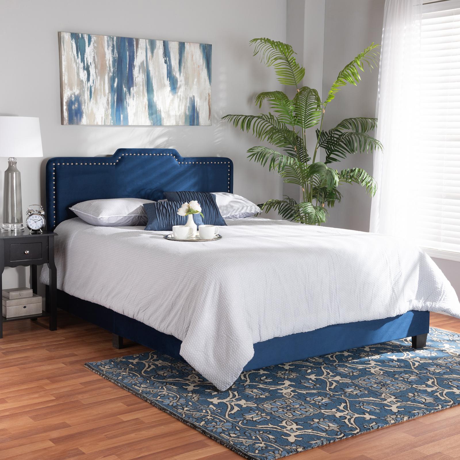 Benjen Velvet Upholstered Panel Bed