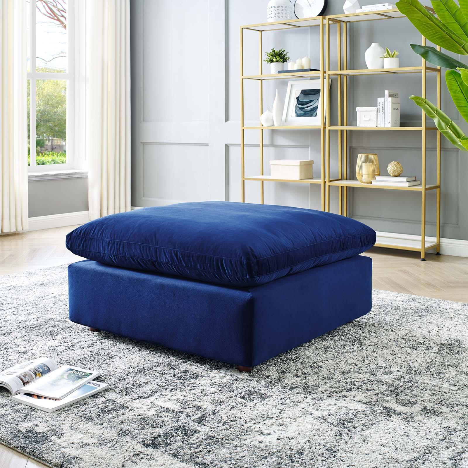 Commix Overstuffed Velvet Ottoman