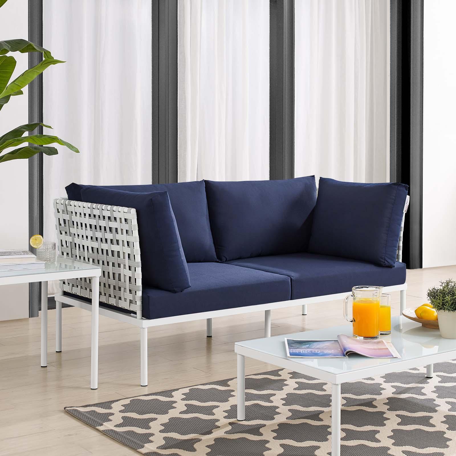 Harmony Sunbrella Basket Weave Outdoor Loveseat