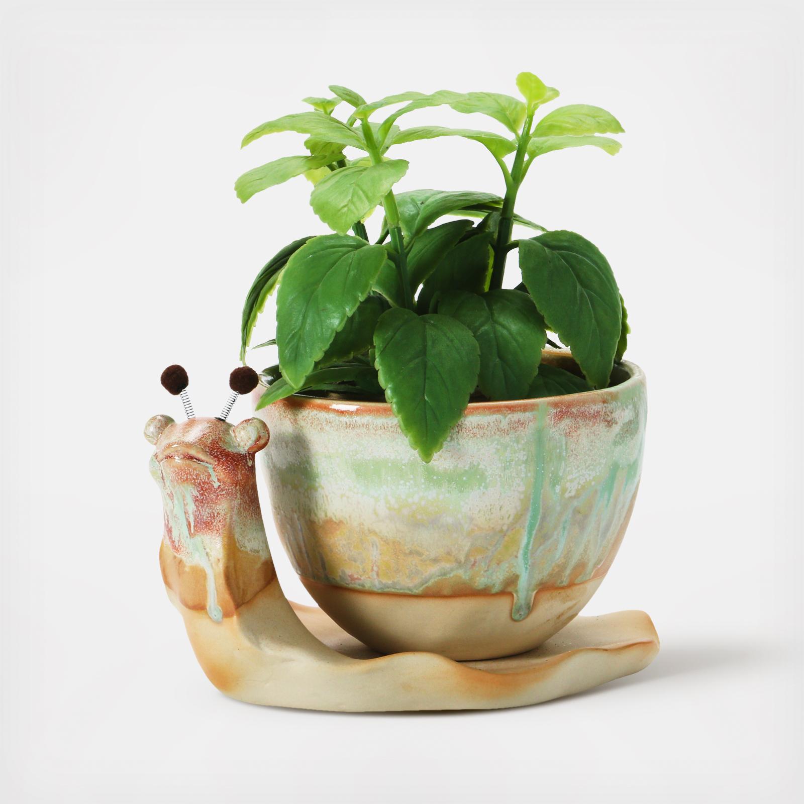 Stoneware Snail Planter