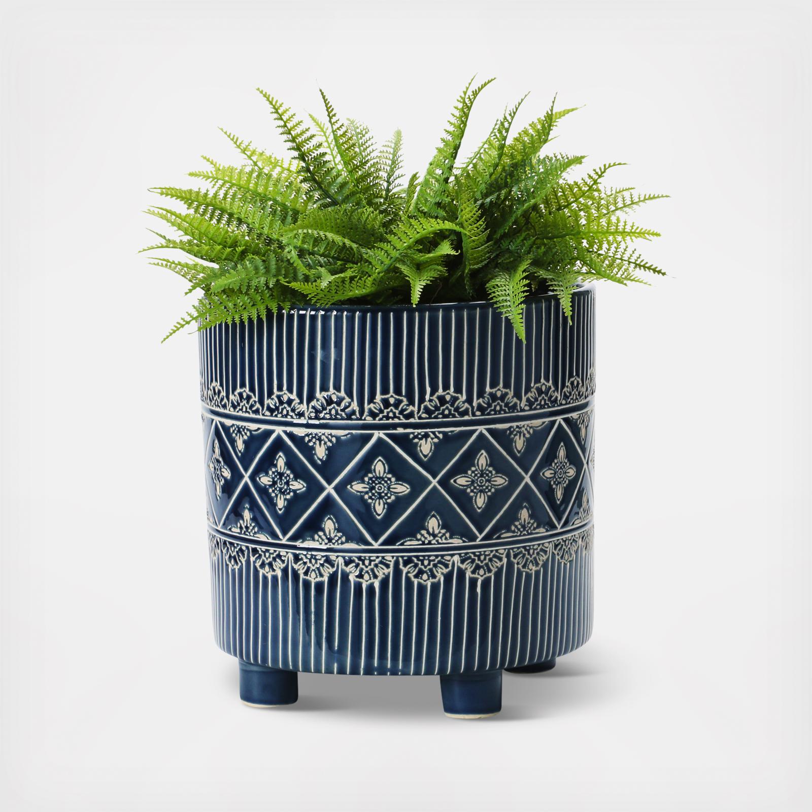 Debossed Stoneware Planter