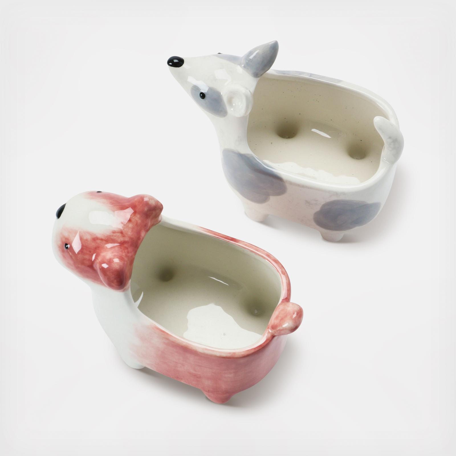 Dolomite Dog Planter, Set of 4