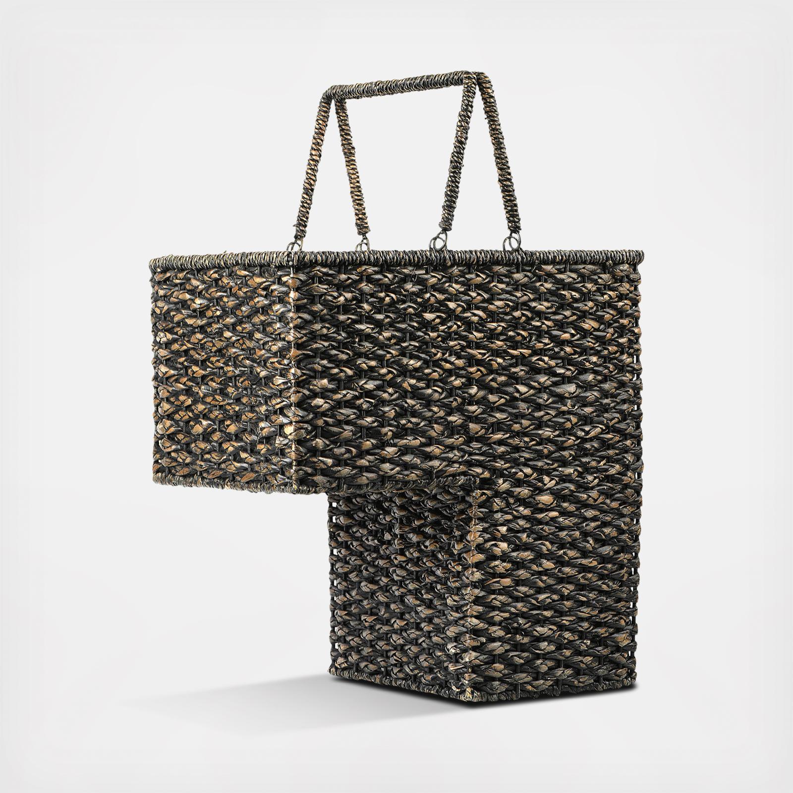 Bankuan & Rattan Stair Basket with Handles