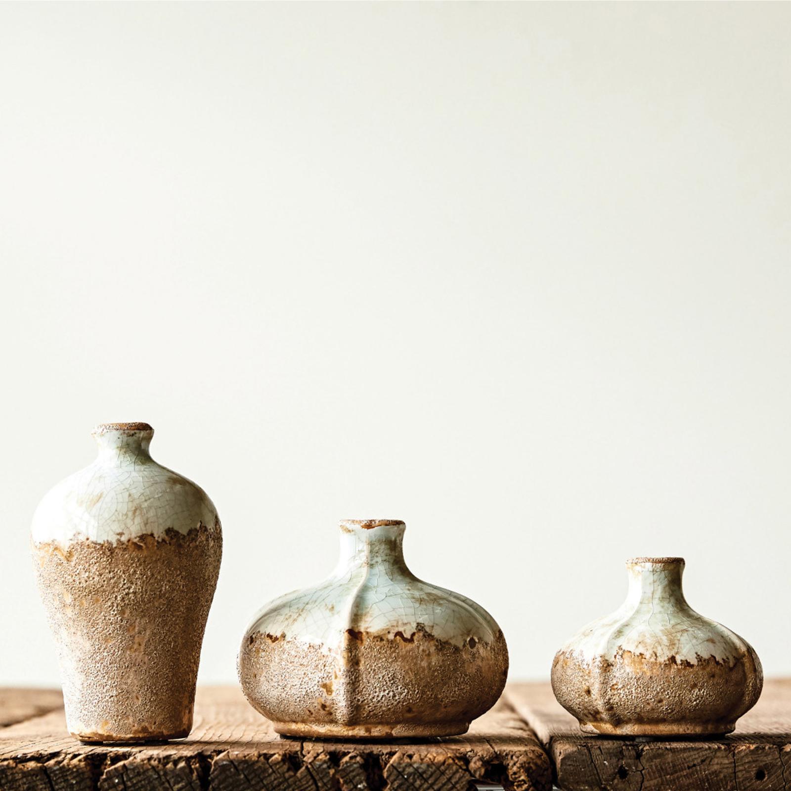 3-Piece Distressed Terracotta Vase Set
