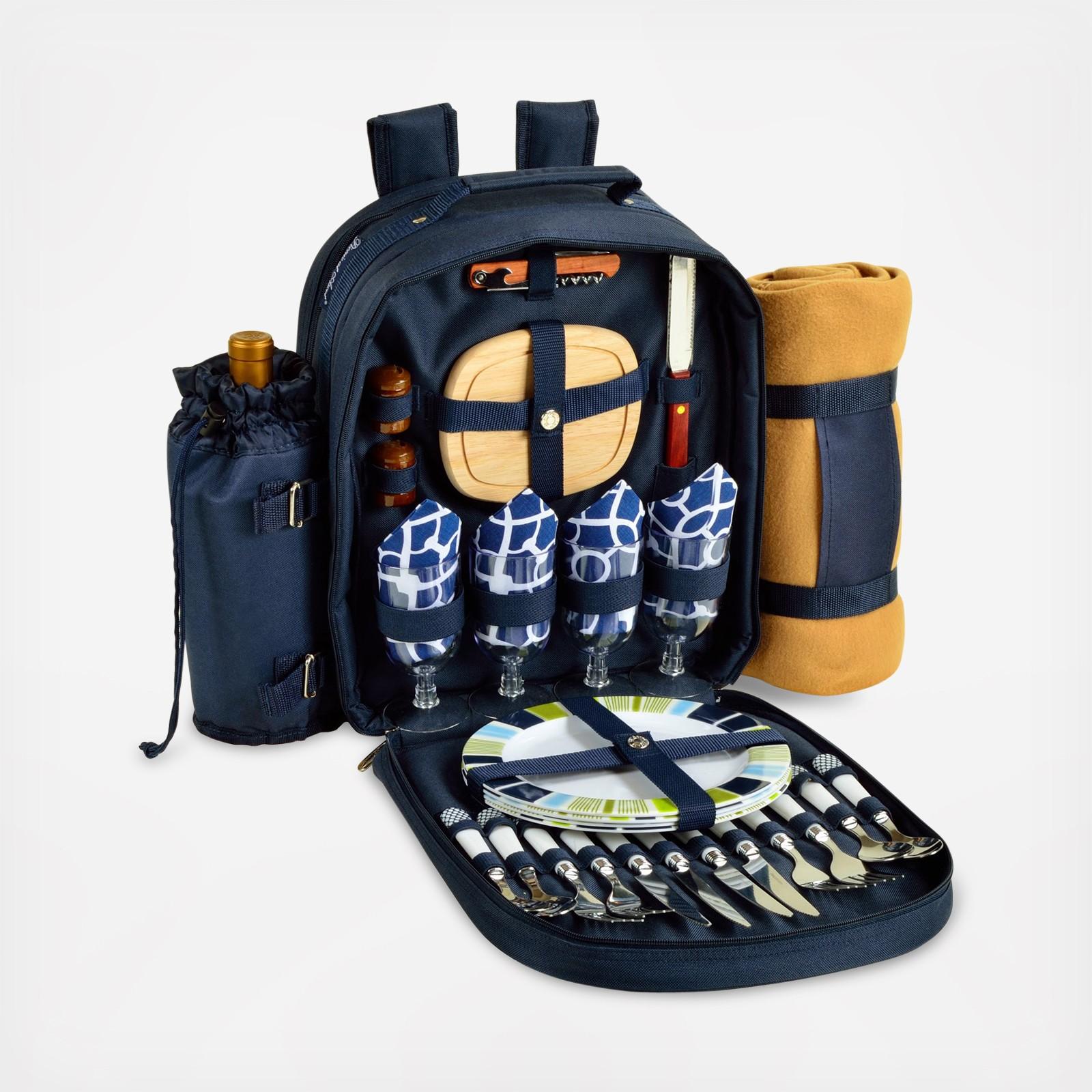 4-Person Equipped Picnic Backpack with Blanket