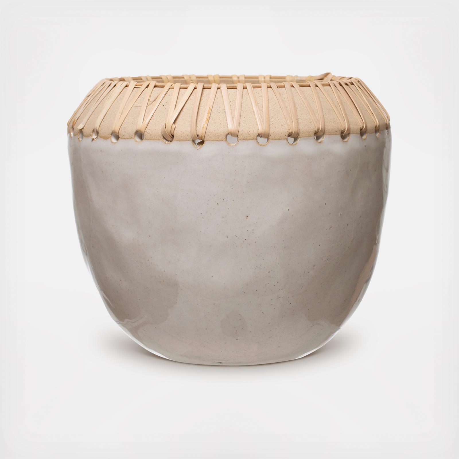 Stoneware Rattan Stitching Planter