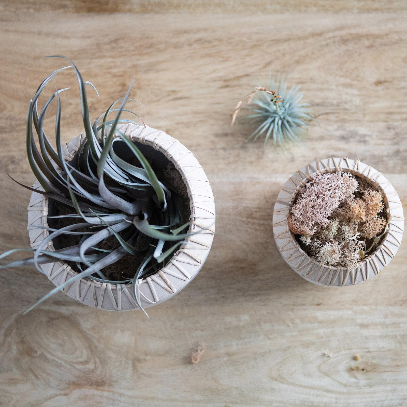 Stoneware Rattan Stitching Planter
