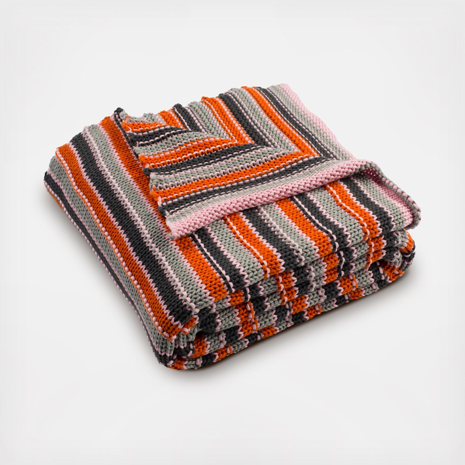 Candy Stripe Knit Throw Blanket