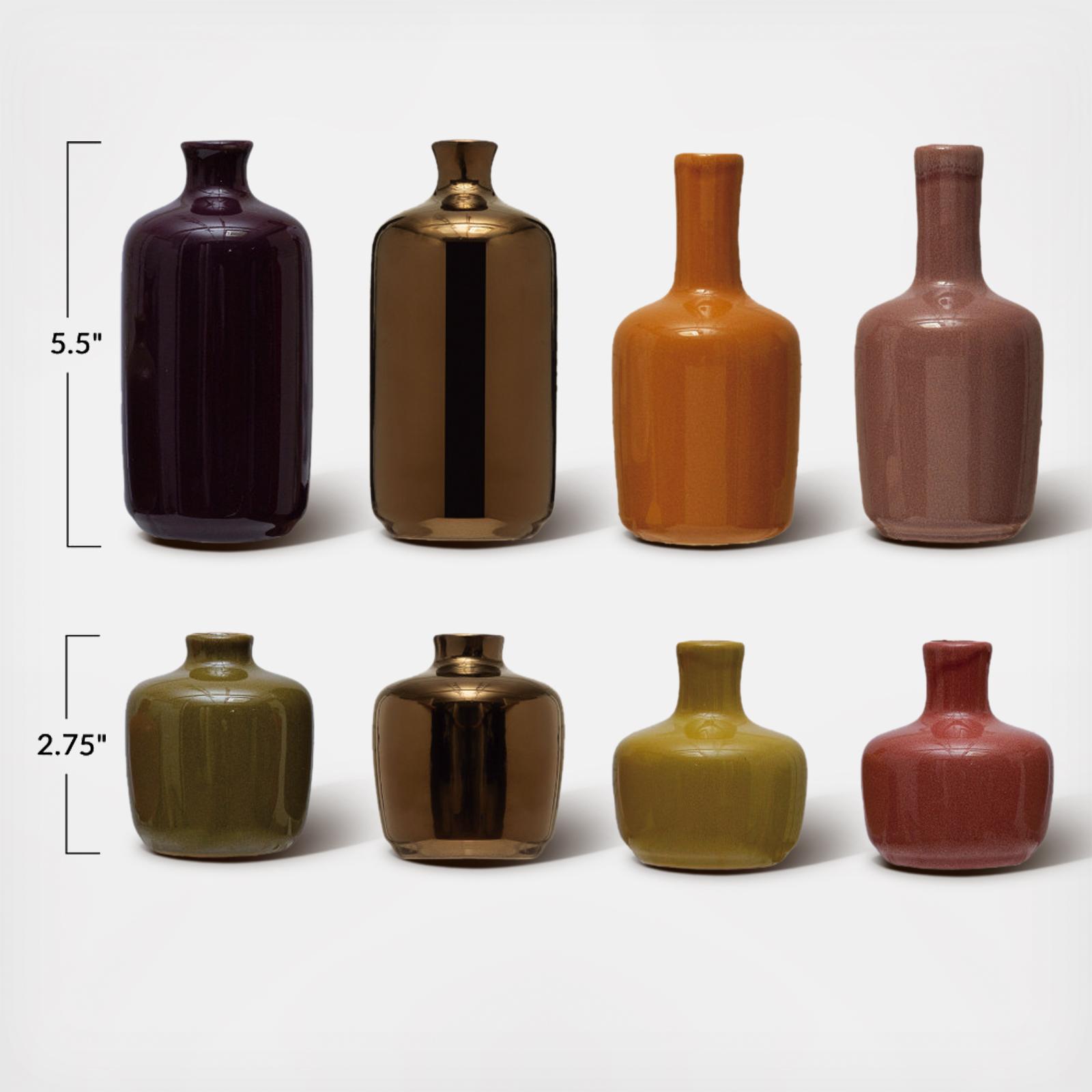 8-Piece Reactive Stoneware Vase Set