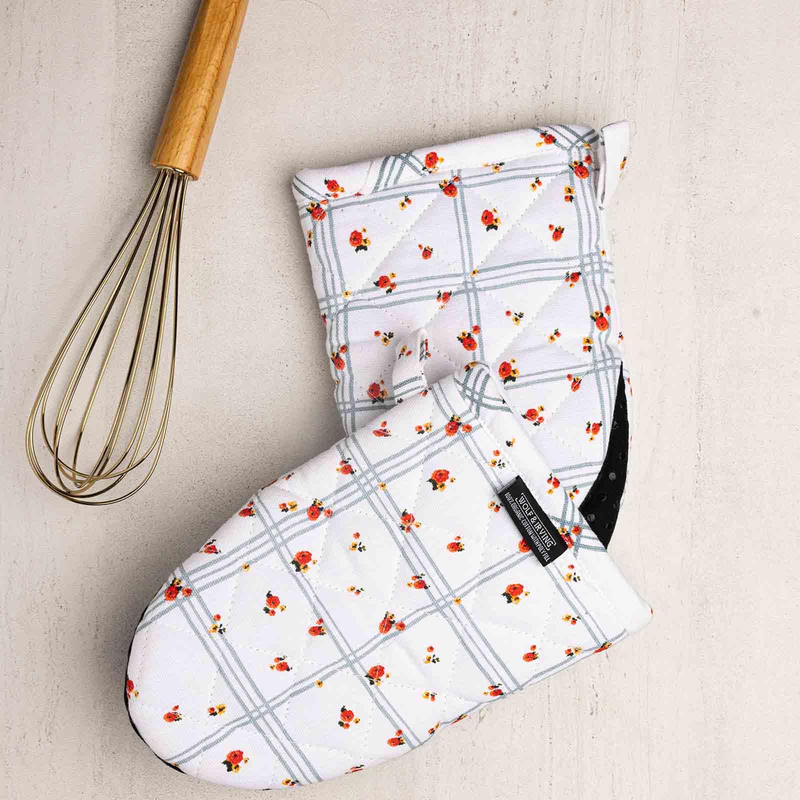 Floral Grid Mini Mitt, Set of 2