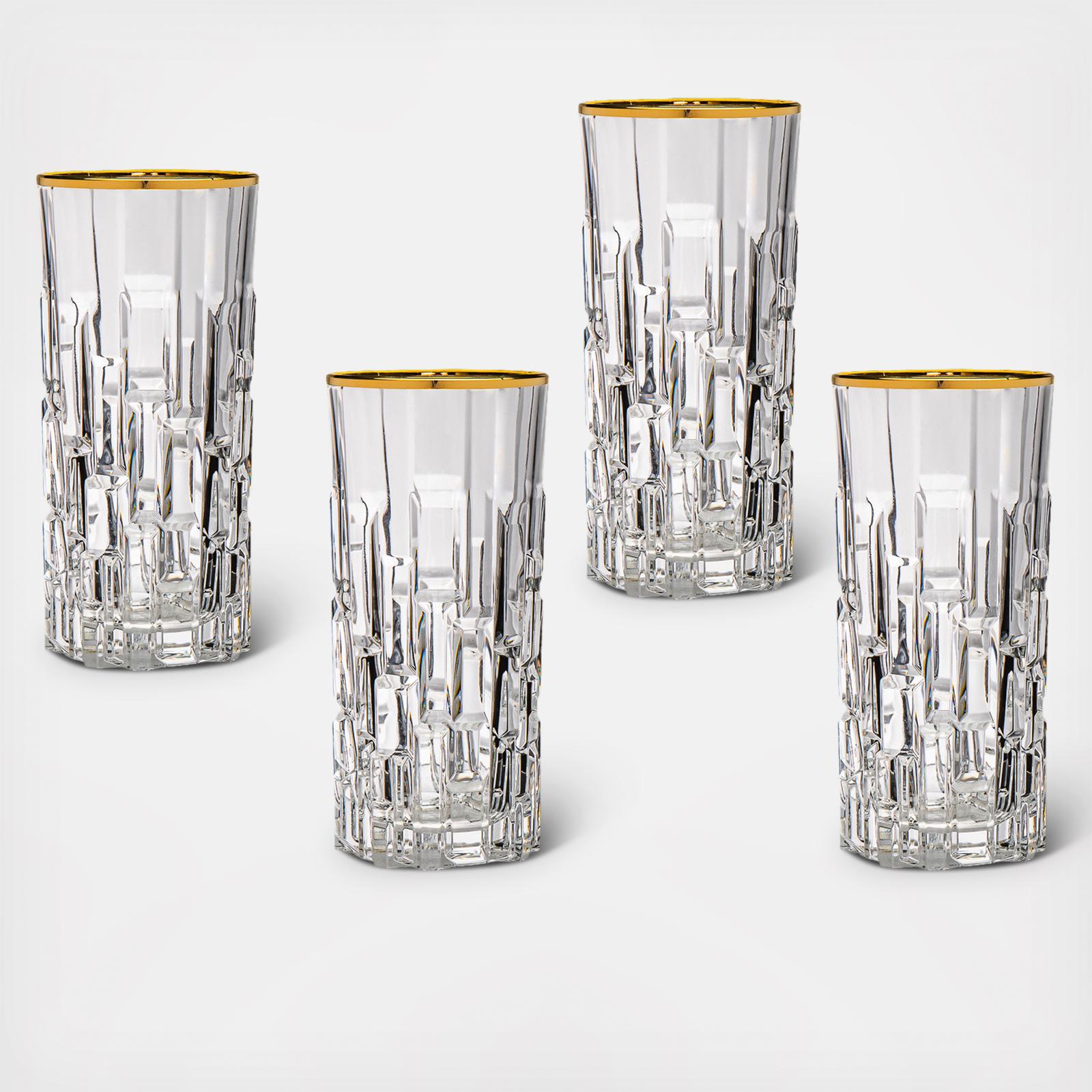 Milana Gold Rim Highball Glass, Set of 4
