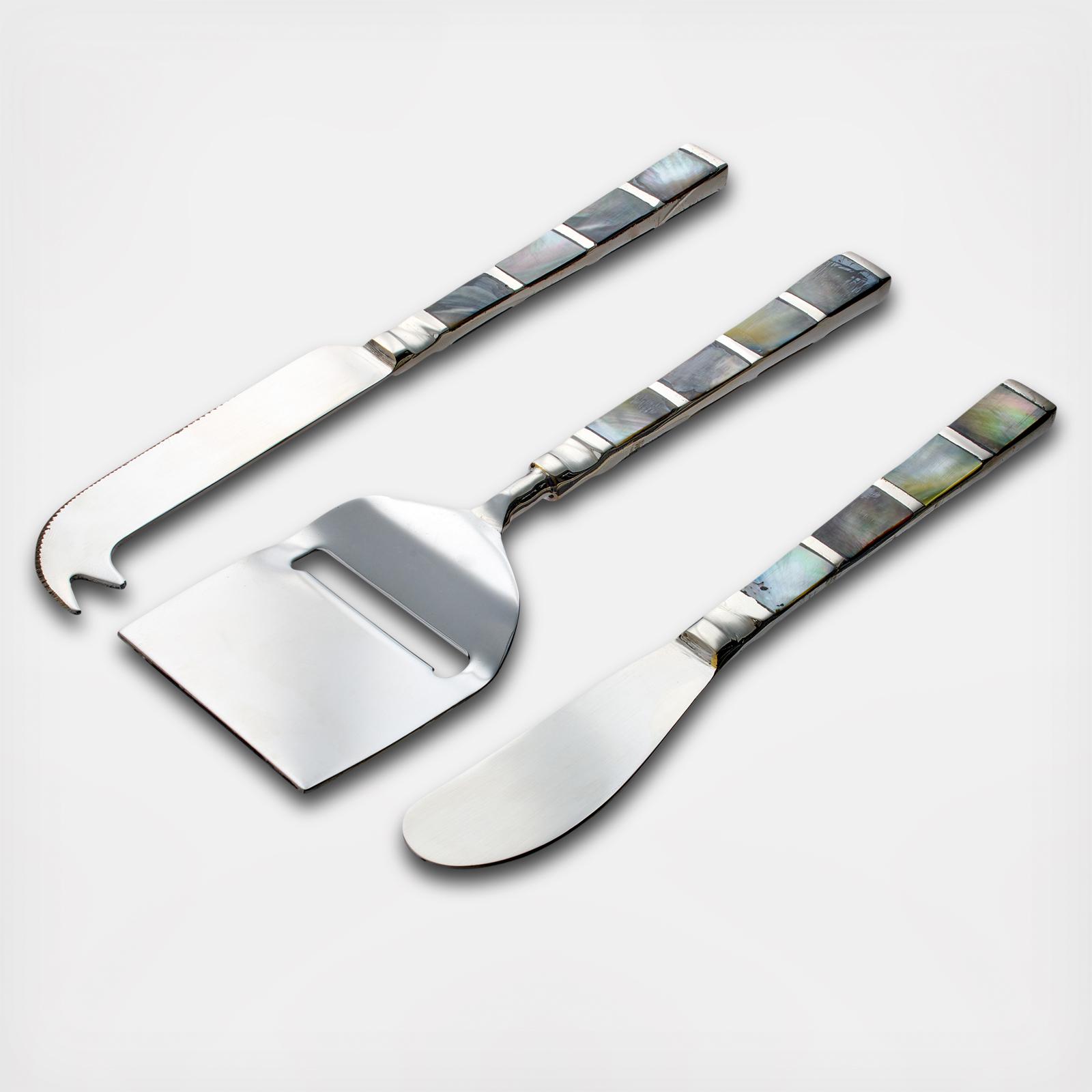 Abalon Cheese Knives, Set of 3