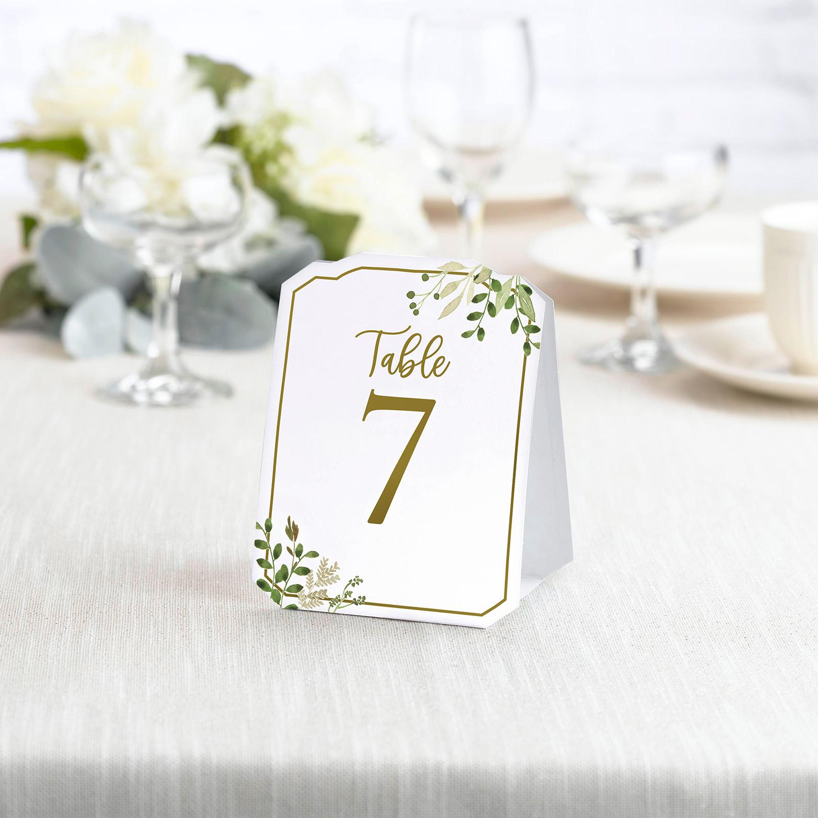 Botanical Greenery Table Number Tent Cards, 1-30