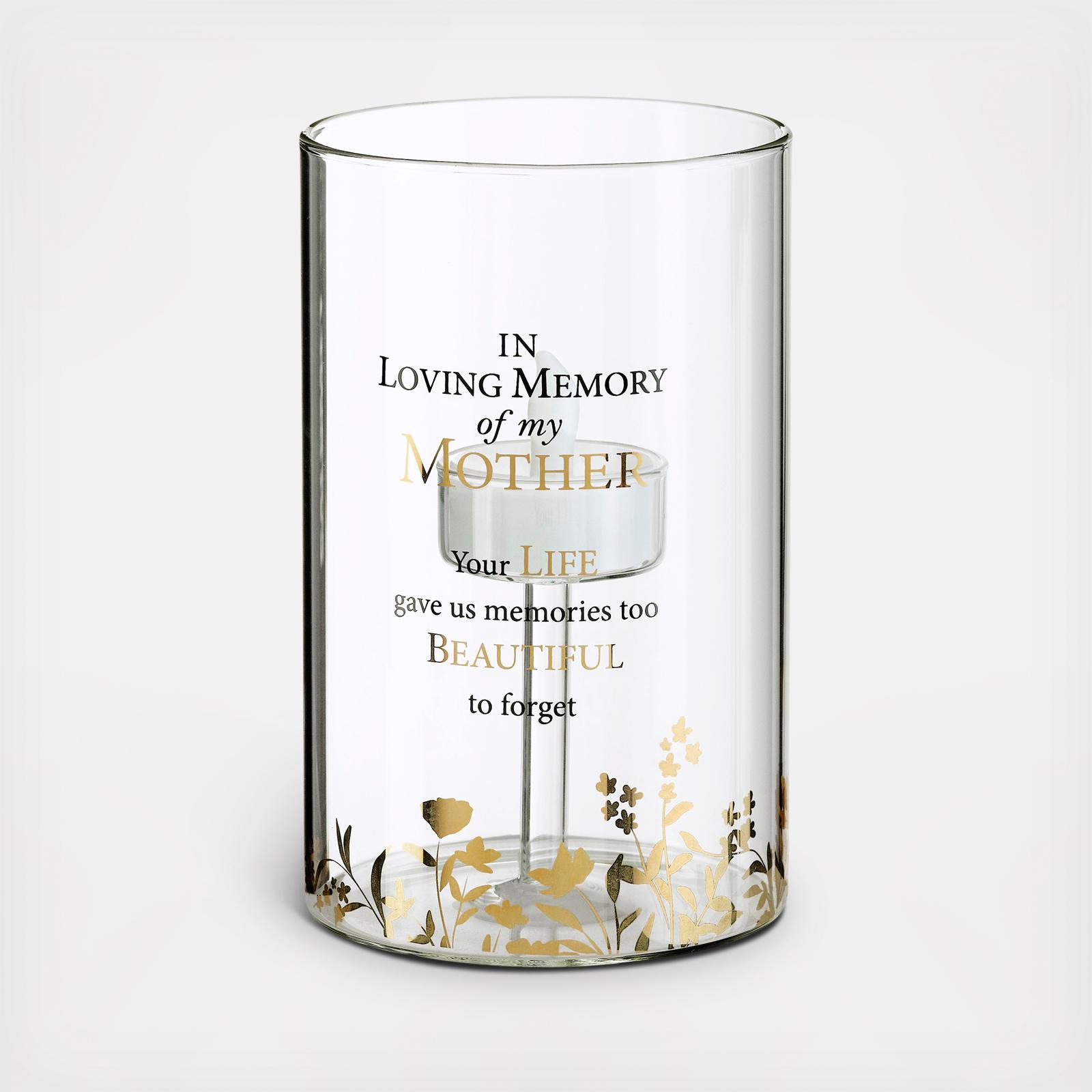 "In Loving Memory" Mother Glass LED Candle Holder with Sympathy Verse