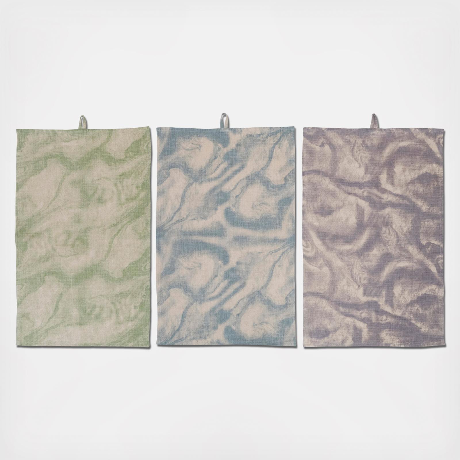 3-Piece Marble Print Tea Towel Set