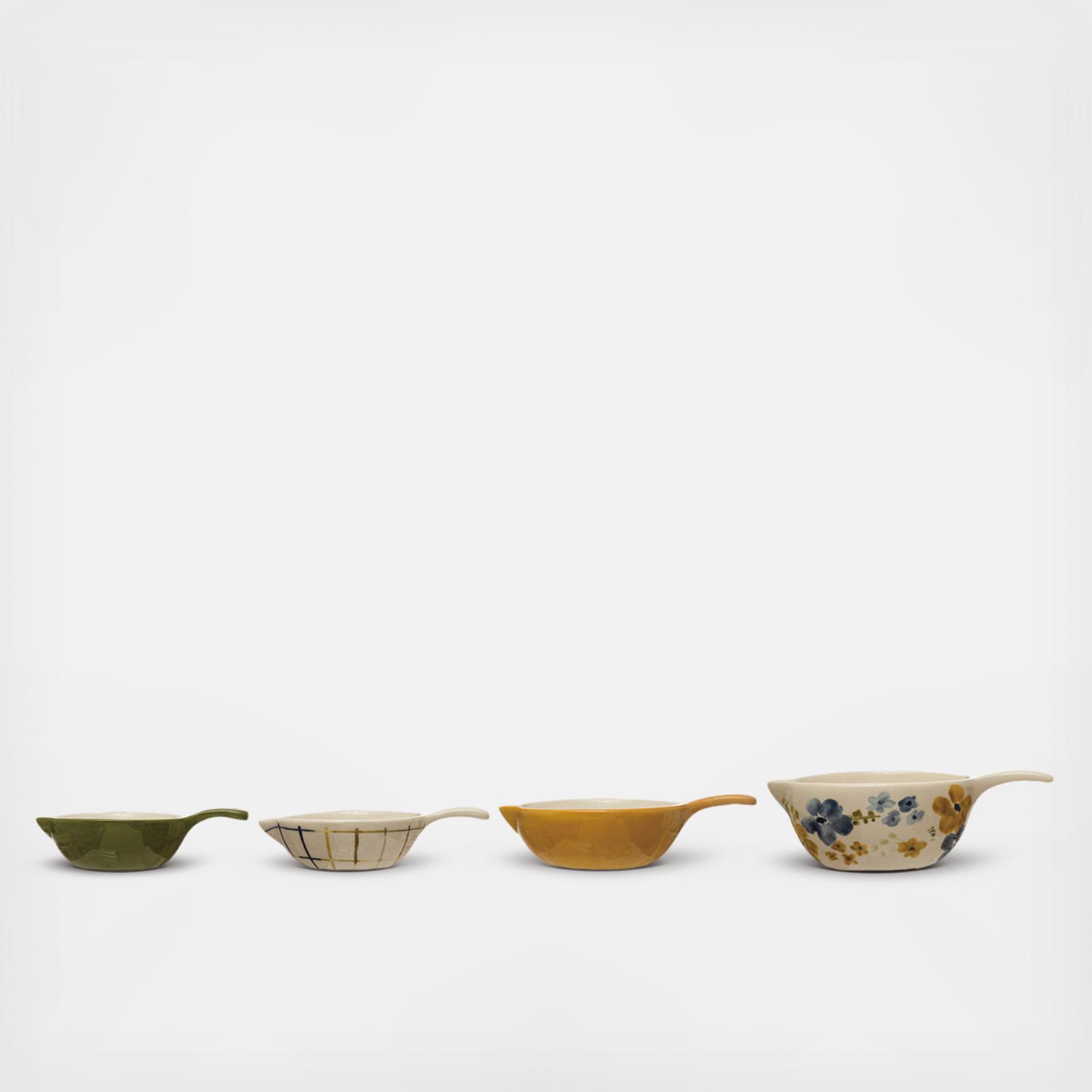 4-Piece Hand-Painted Stoneware Measuring Cup