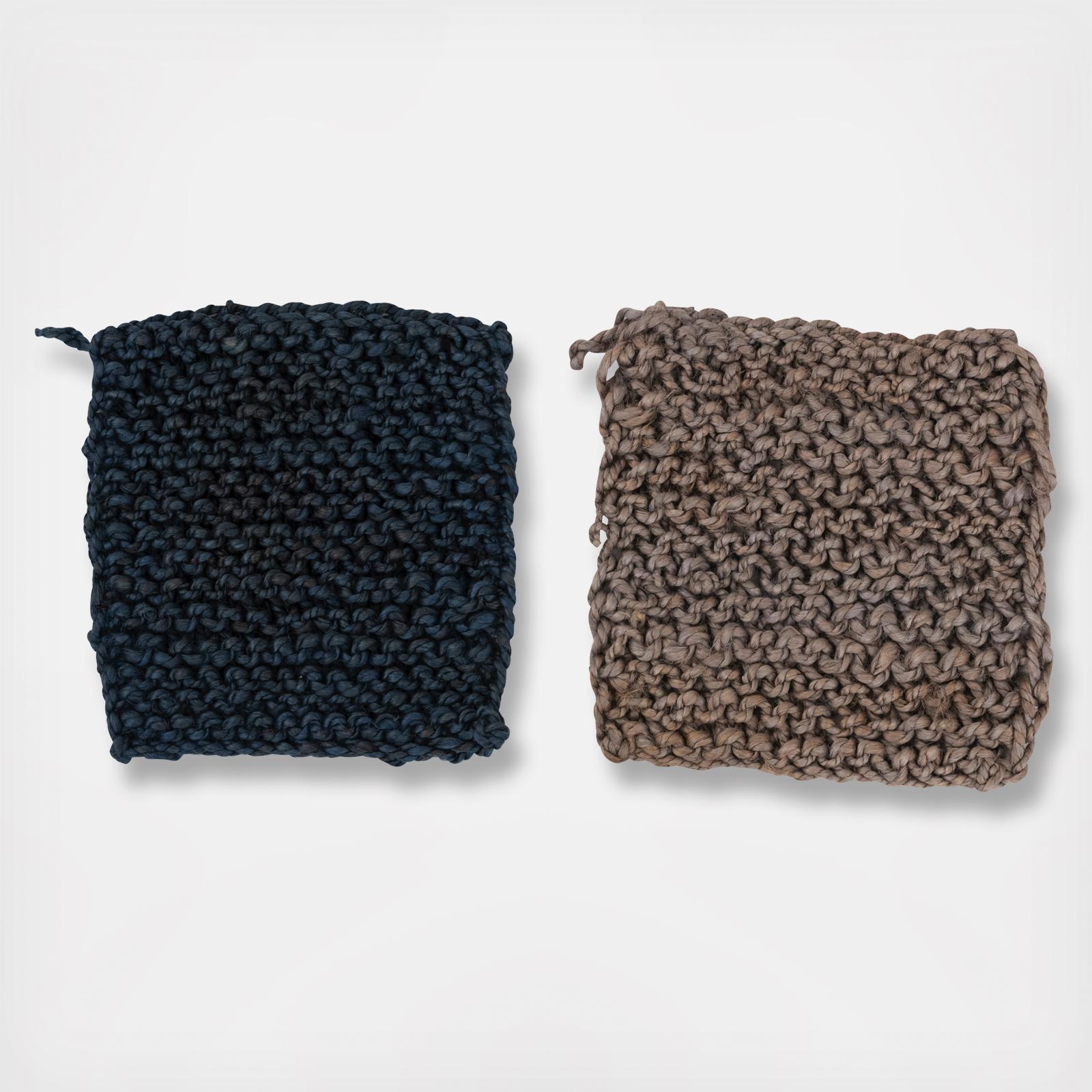 2-Piece Jute Crocheted Pot Holder Set