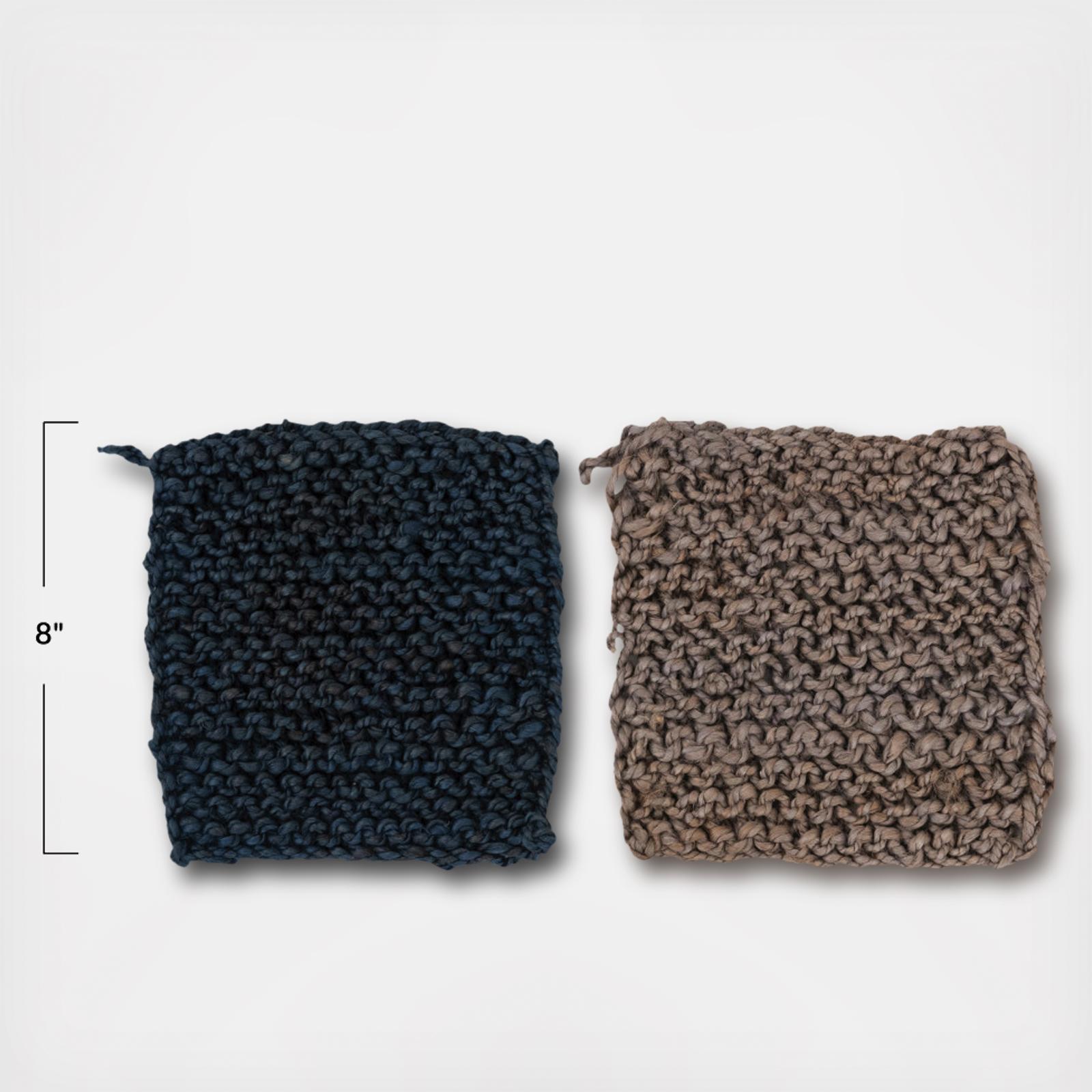 2-Piece Jute Crocheted Pot Holder Set