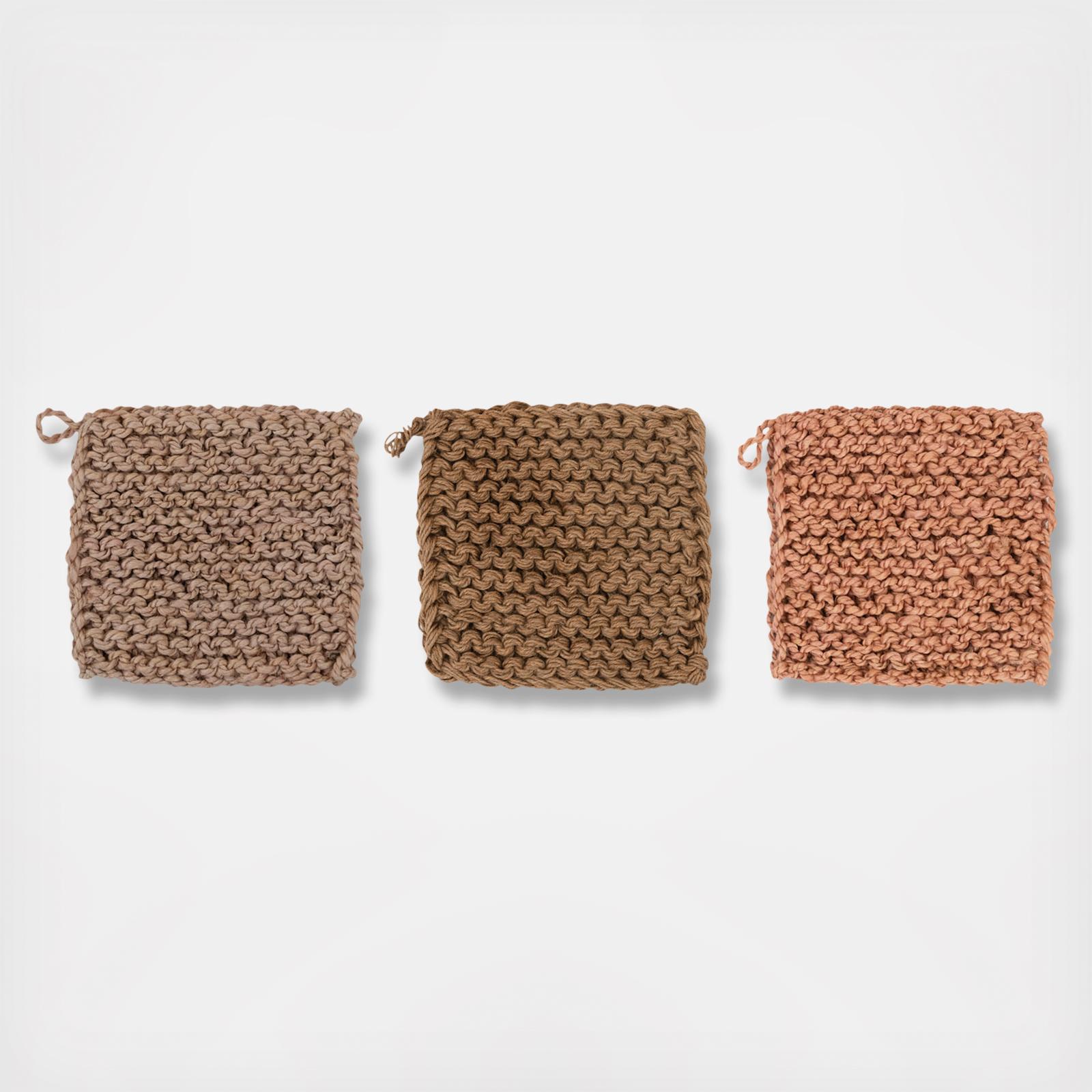 3-Piece Jute Crocheted Pot Holder Set