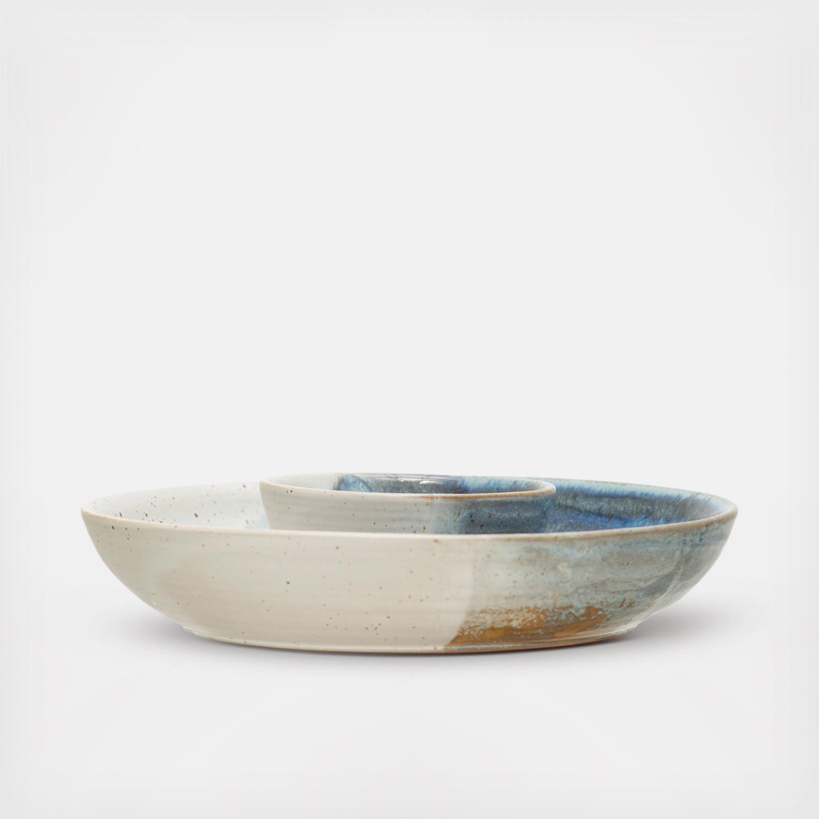 Hand-Painted Chip and Dip Plate