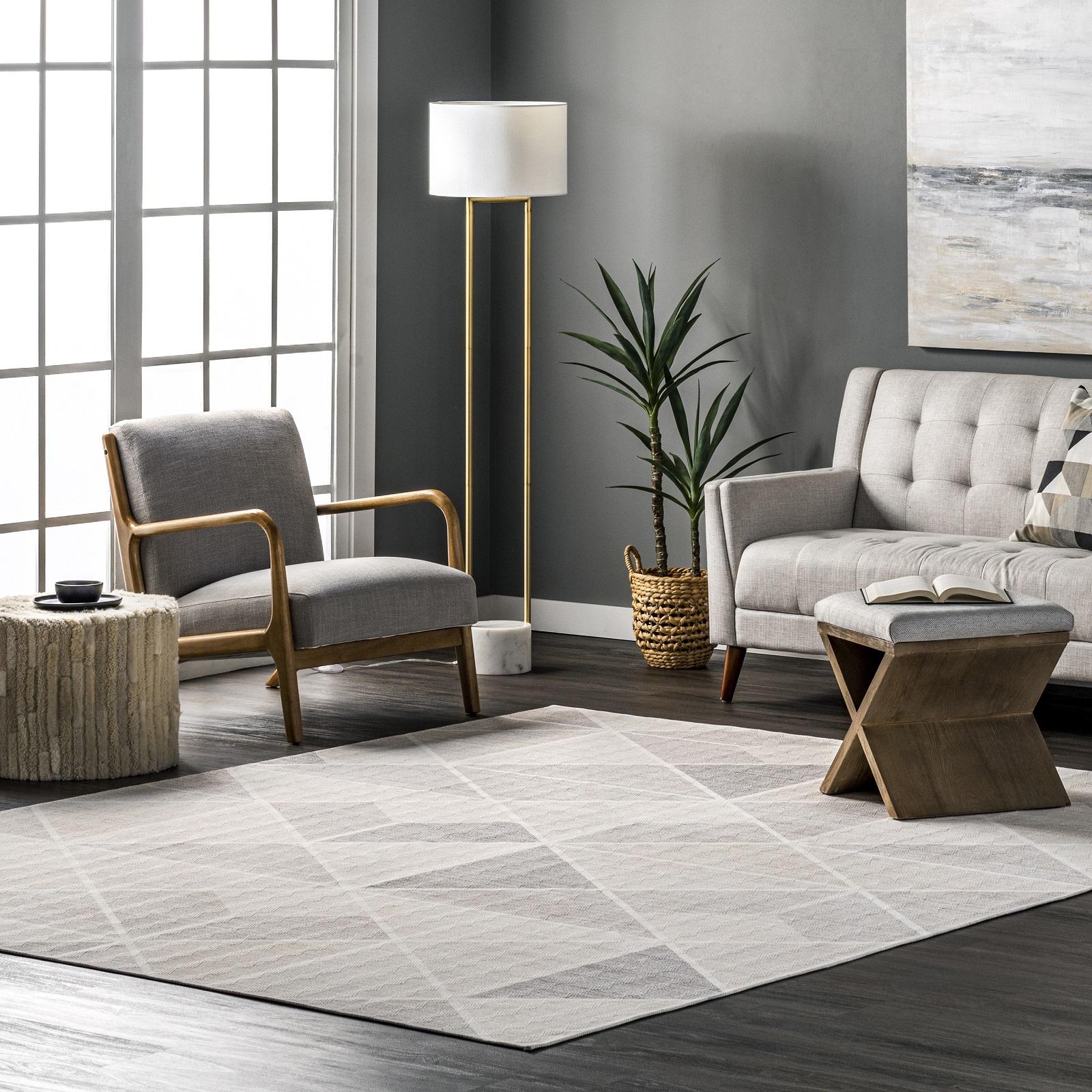 Marielle Diamond Tiles Machine Washable Area Rug