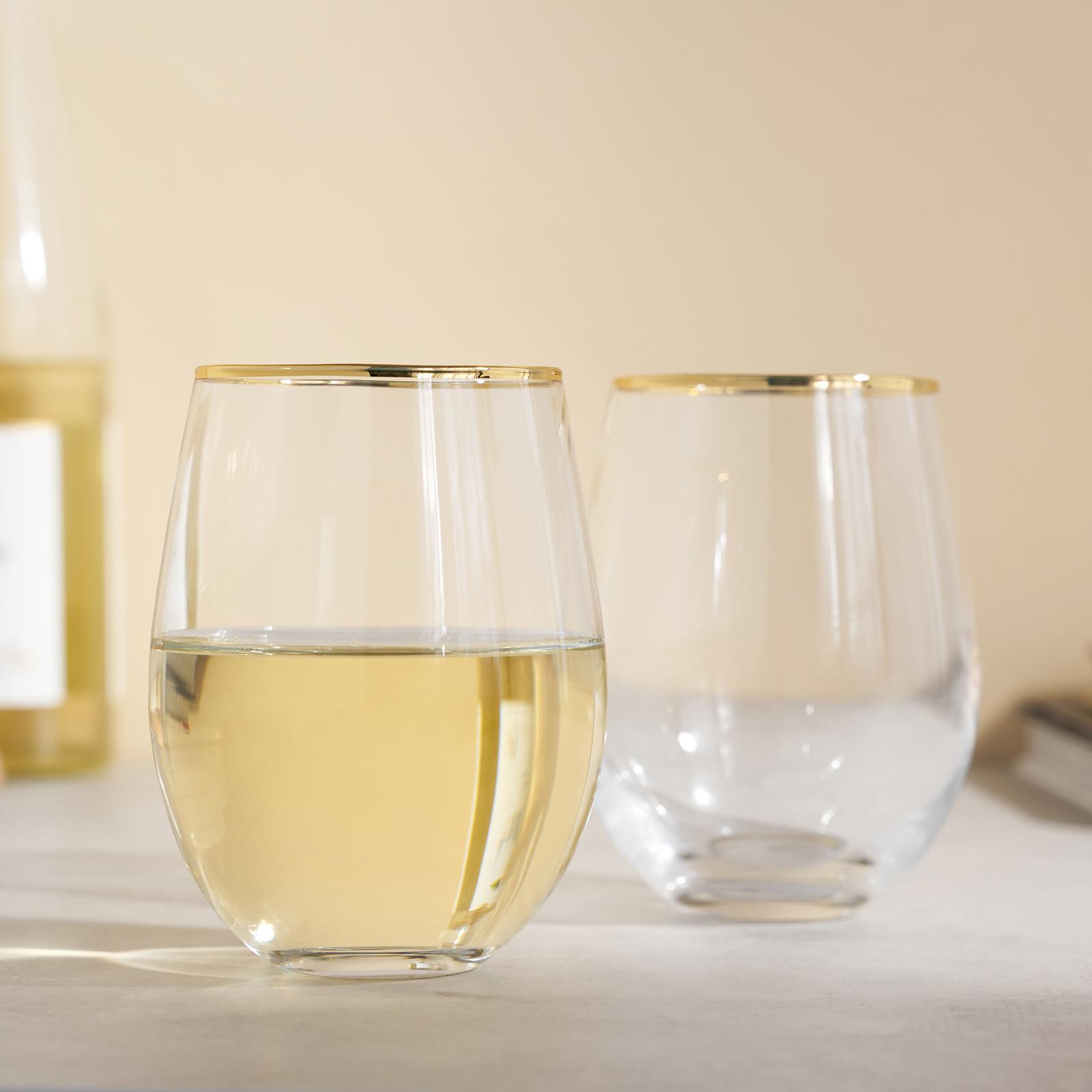 Gilded Stemless Wine Glass, Set of 2