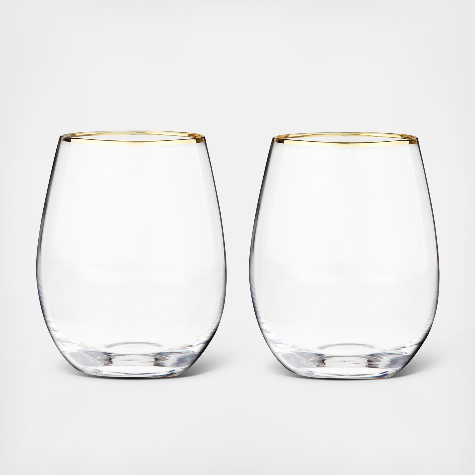 Gilded Stemless Wine Glass, Set of 2