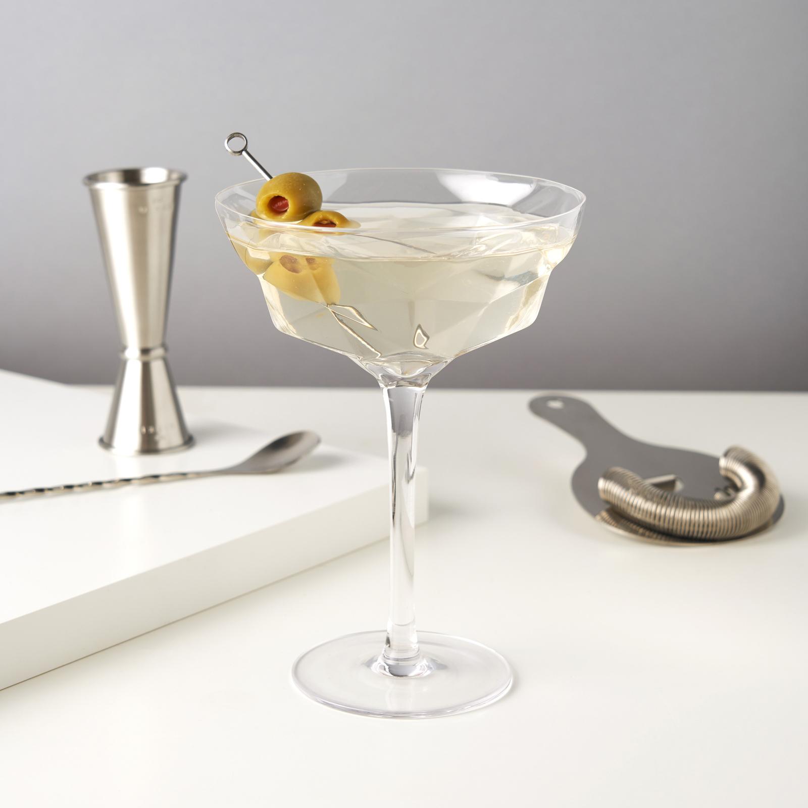 Faceted Martini Glass, Set of 2