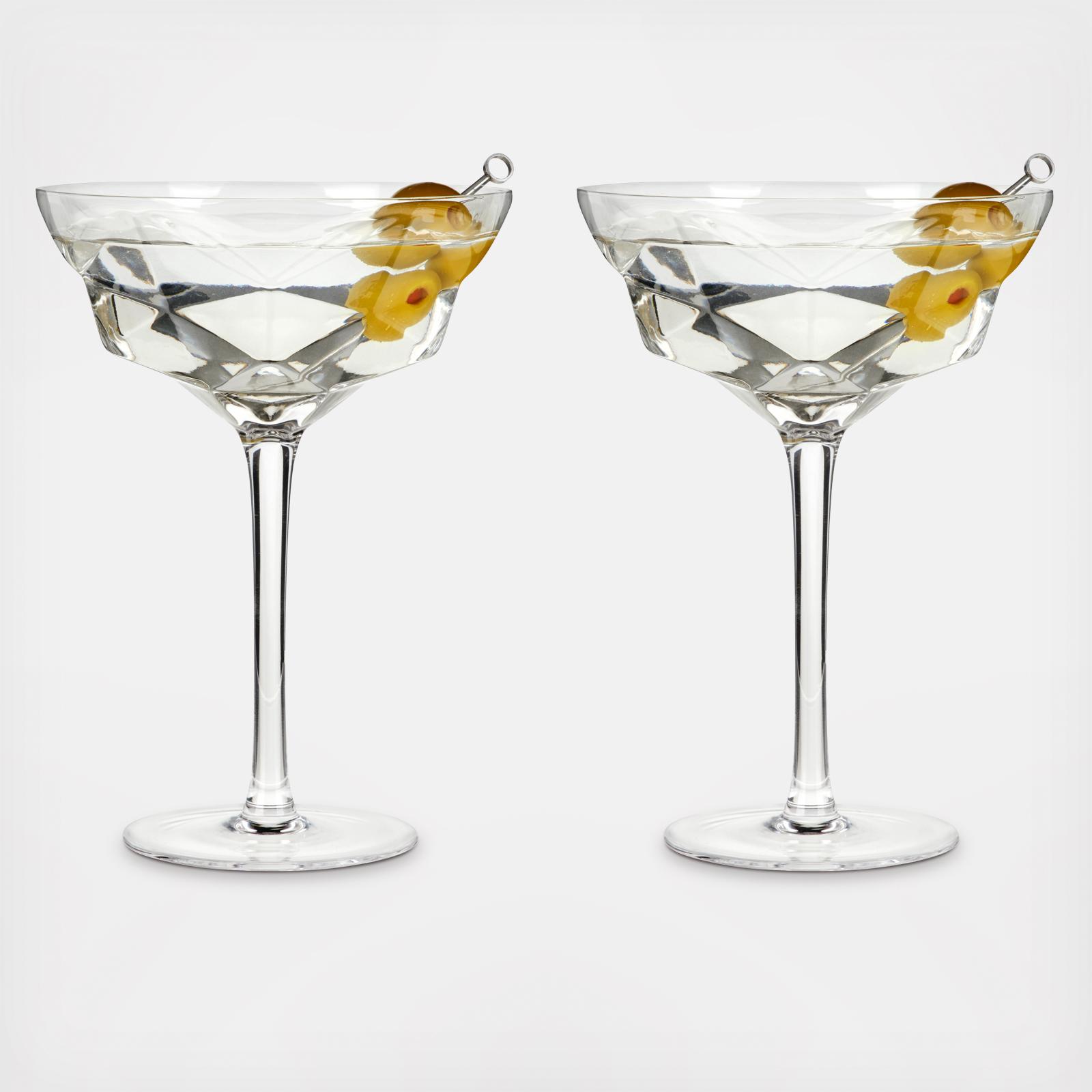 Faceted Martini Glass, Set of 2